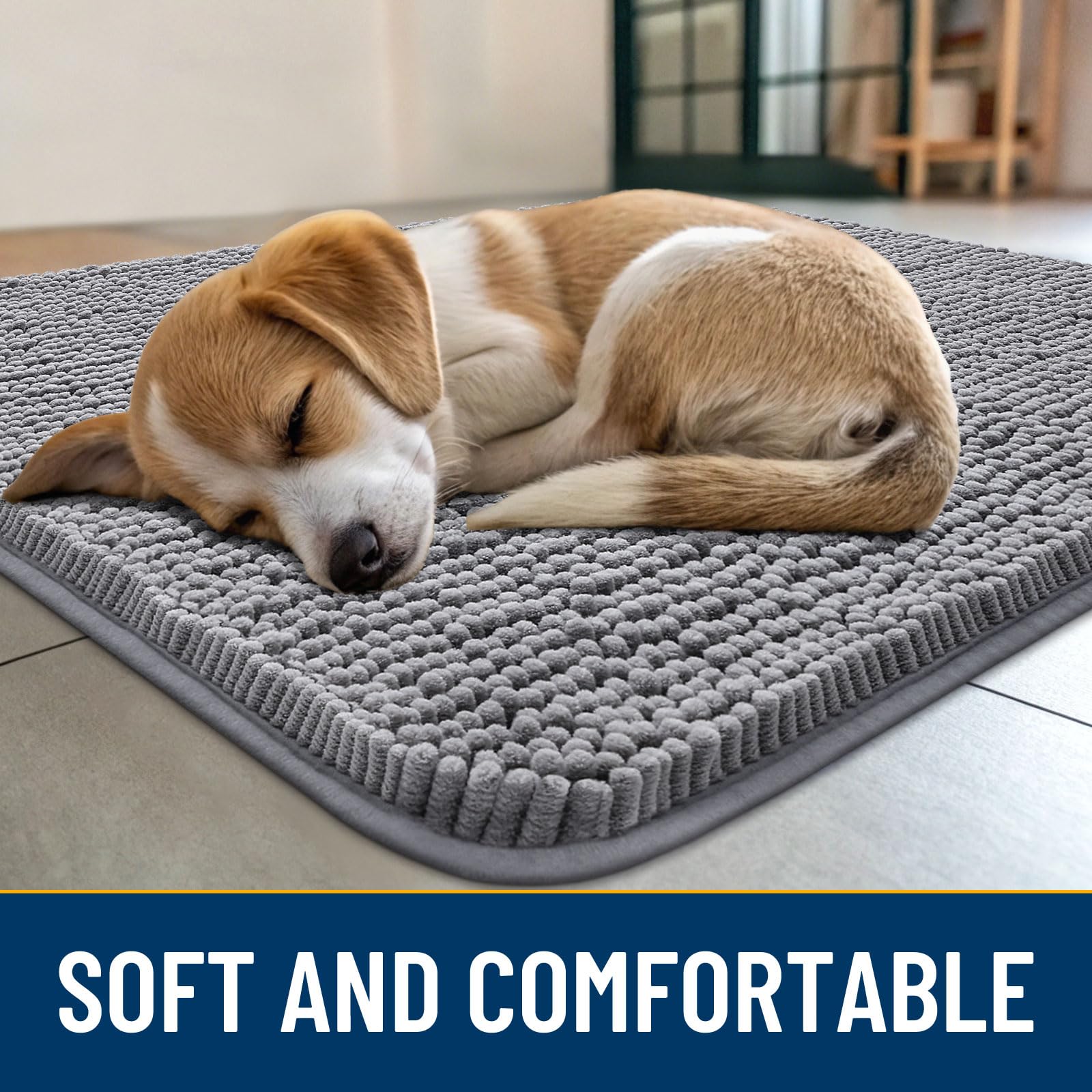 Smiry Dog Bed Mat 71X46, Ultra Soft Non-Slip Washable Quick Dry Chenille Dog Sleeping Mattress For Large Jumbo Medium Small Dogs