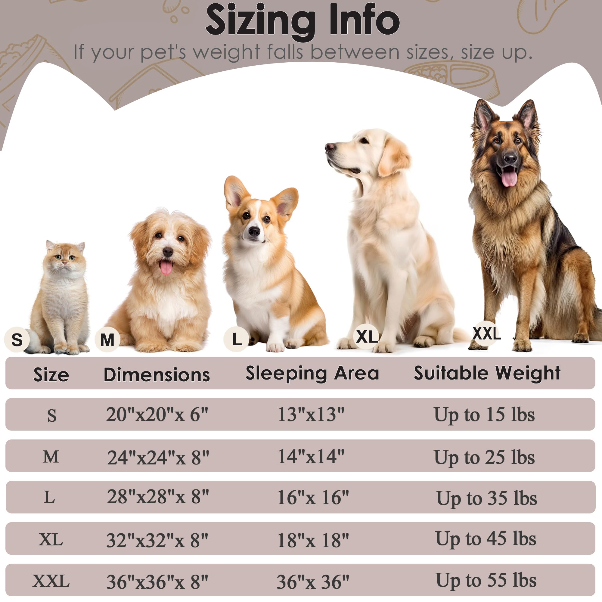 Dogs Bed for Small Dogs, Anti-Anxiety Washable Round Bed (Brown, 24.0 L x 24.0 W x 8.0 Th)