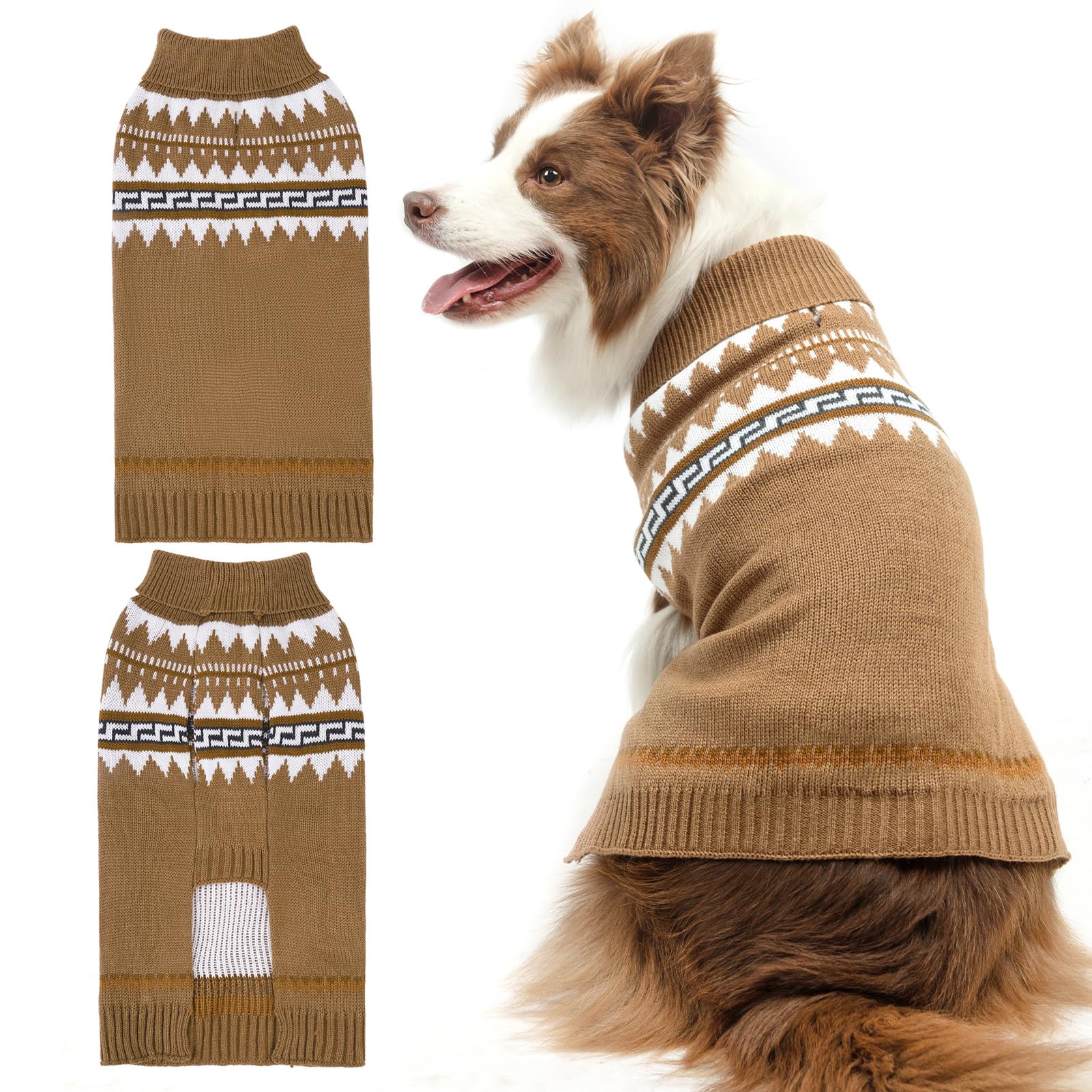 Bingpet Dog Sweater, Turtleneck Classic Knit Dog Sweaters For Small Medium Large Dogs With Leash Hole, Pet Winter Clothes Warm S