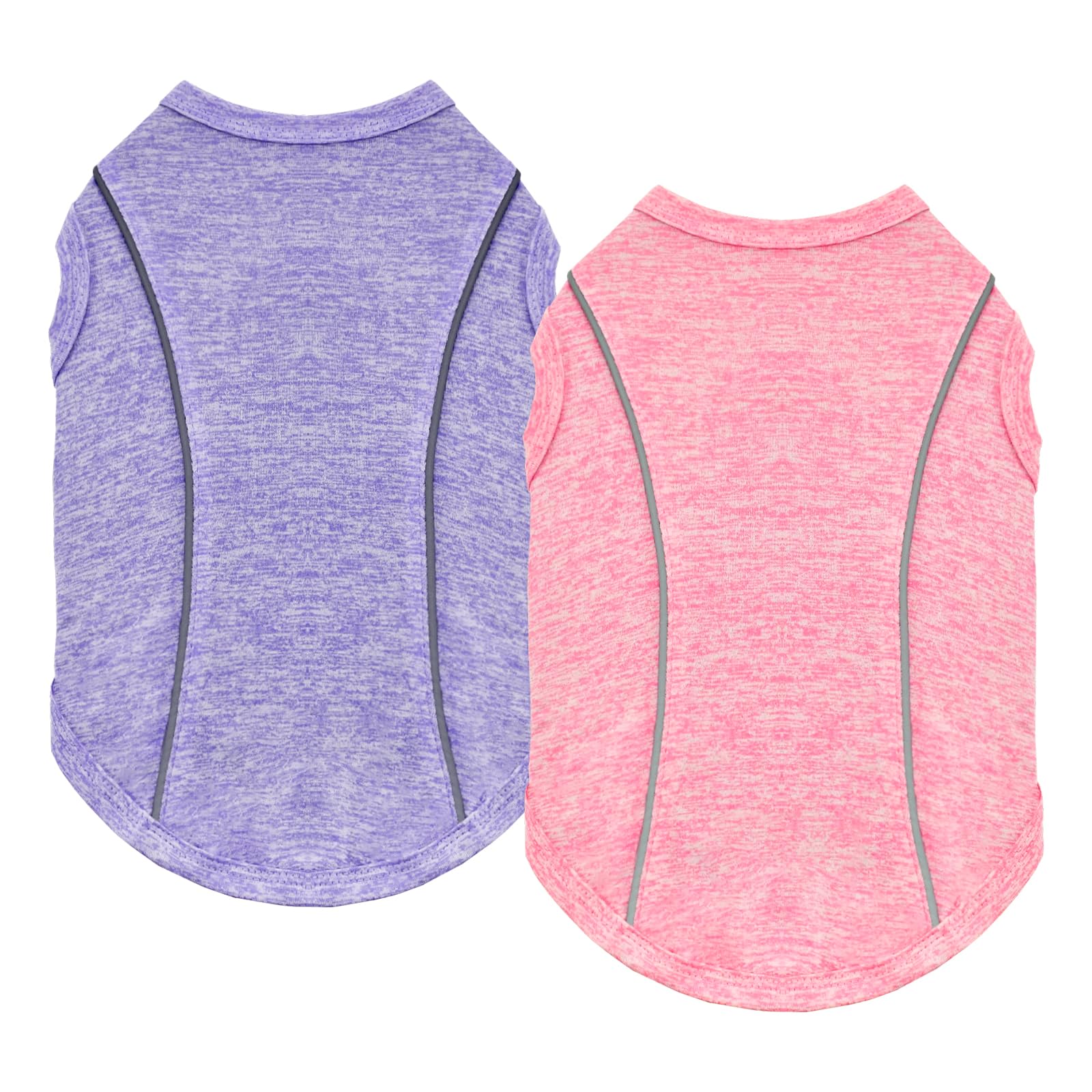 Vehomy 2 Pack Quick-Dry Dog Summer T-Shirt With Reflective Strips, Breathable Cooling Tank Top, Pet Sun Protection Clothes For D