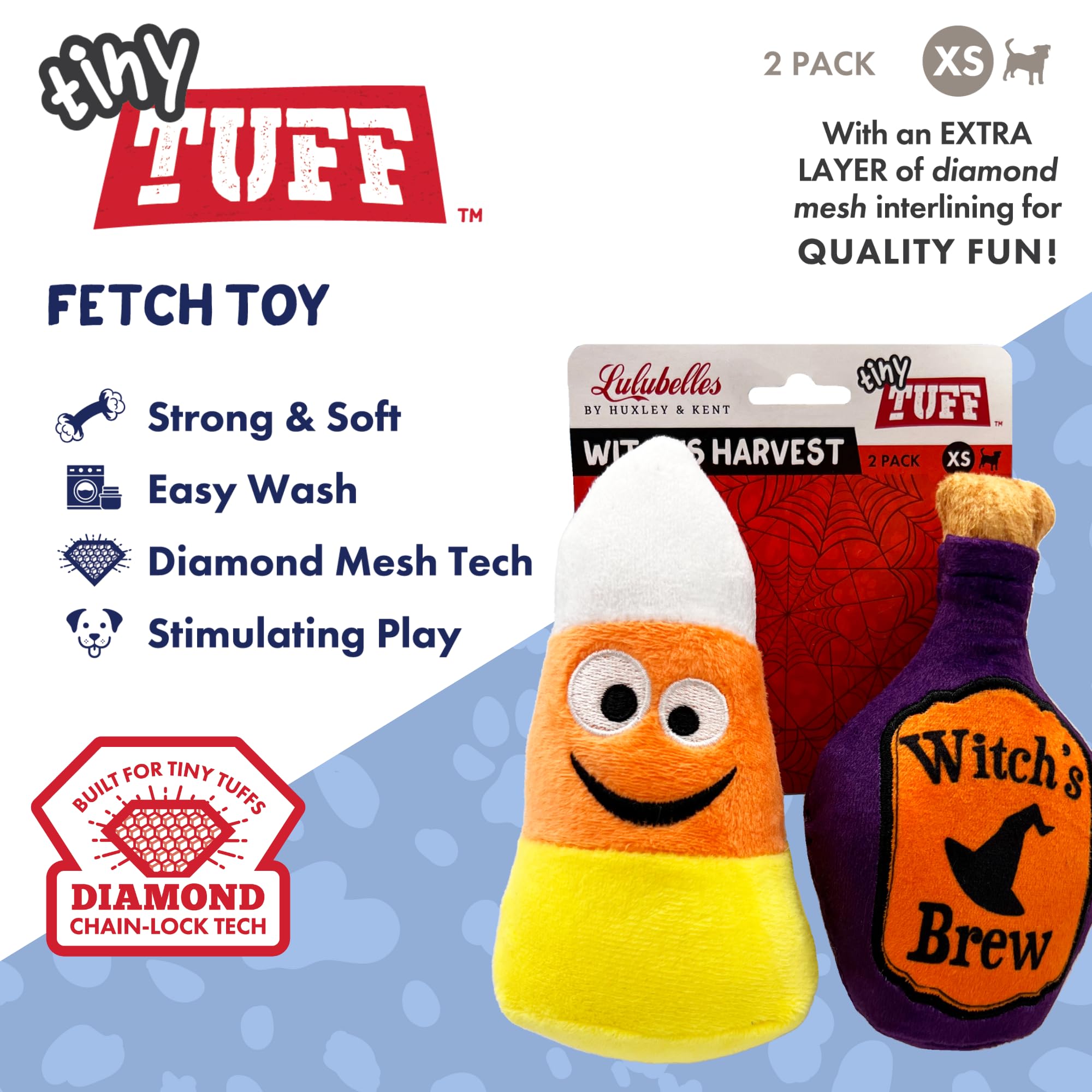 Huxley & Kent Tiny Tuff | Witch'S Harvest | Halloween Extra Tough Dog Toy For Small Dogs | 2-Pack Funny Dog Toy | Features Squea