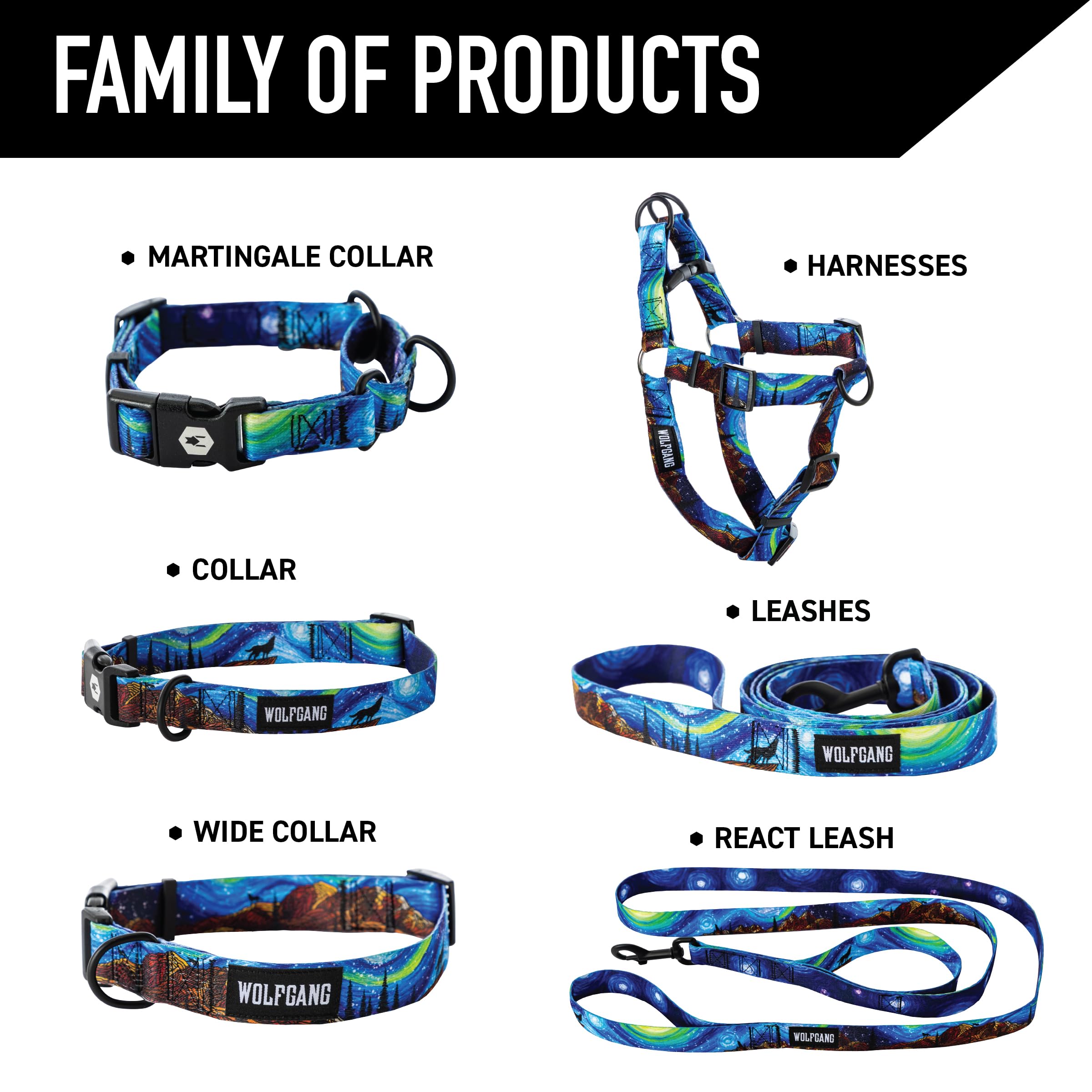 Wolfgang Heavy Duty Adjustable Dog Harness, Pull-Tested for Walking & Training, StarryWolf Print, X-Large