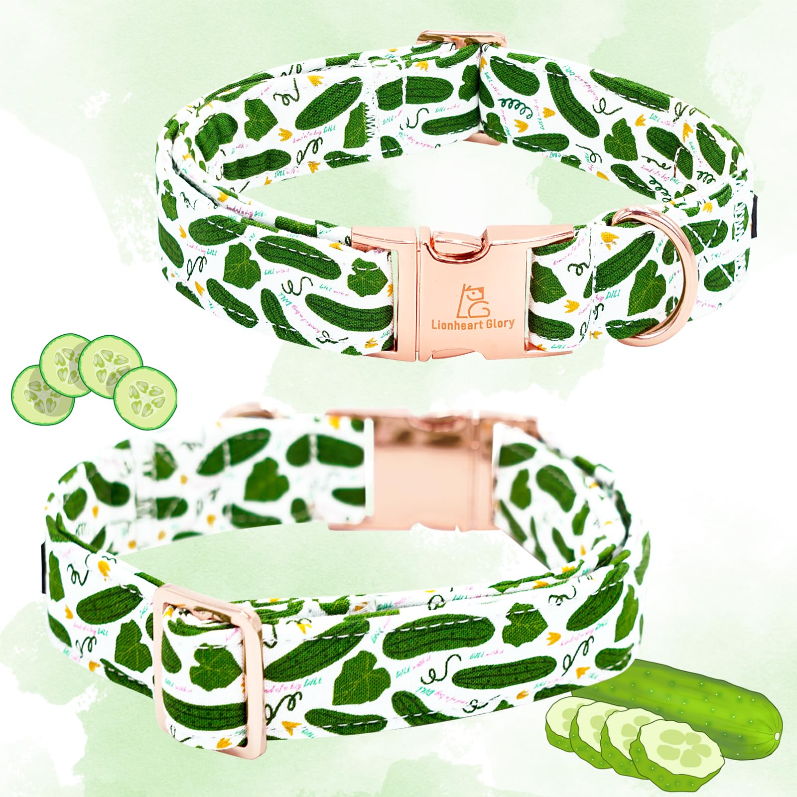 Lionheart Glory Dog Bow Collar Cucumbers Print Dog Collar For X-Small Dogs,Female Male Dog Collars With Bowtie Spring Summer Col