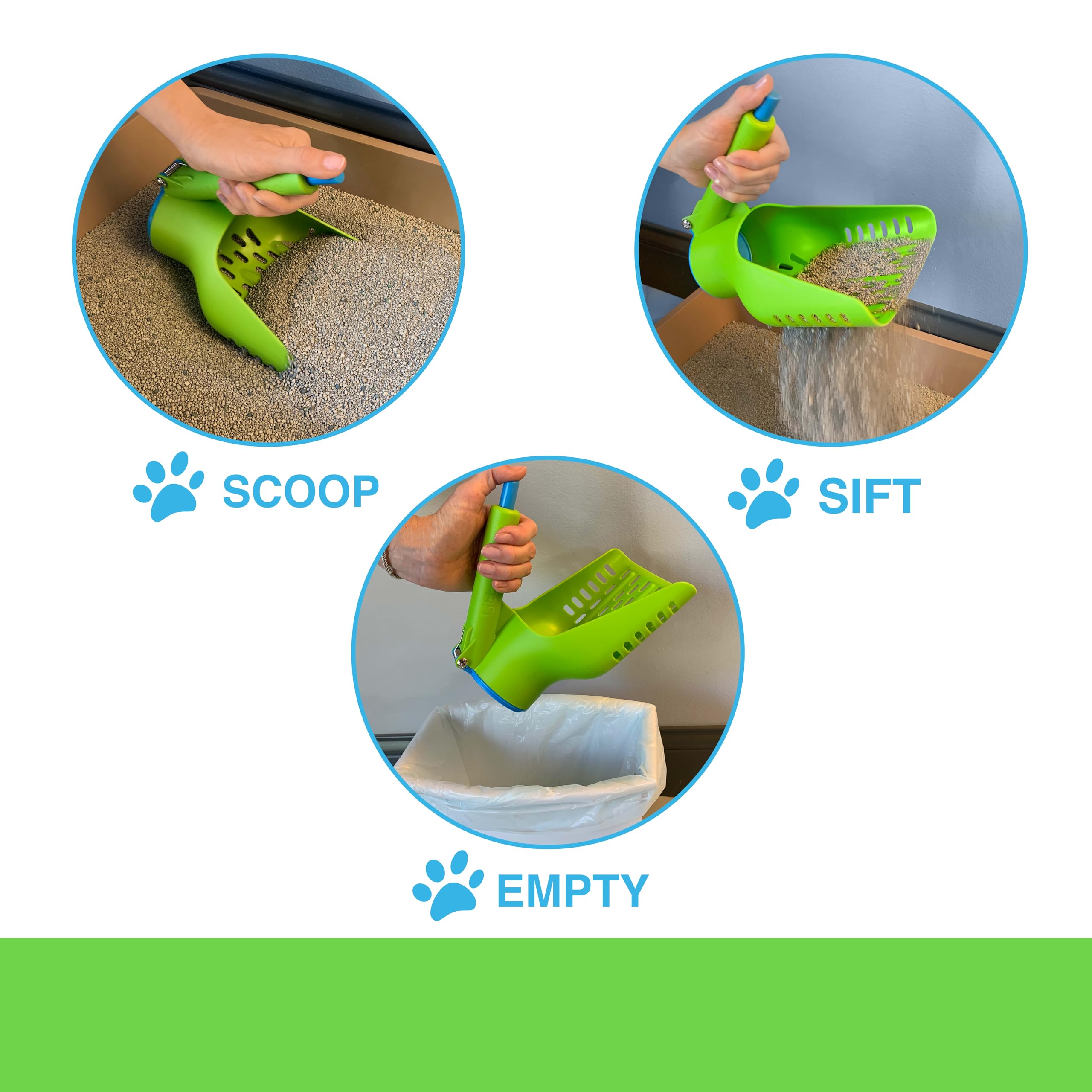 Duke-N-Boots Cat Litter Scoop and Release - Easy Disposal Scooper for Litter Box, Patented Quick Button Release Design - Litter