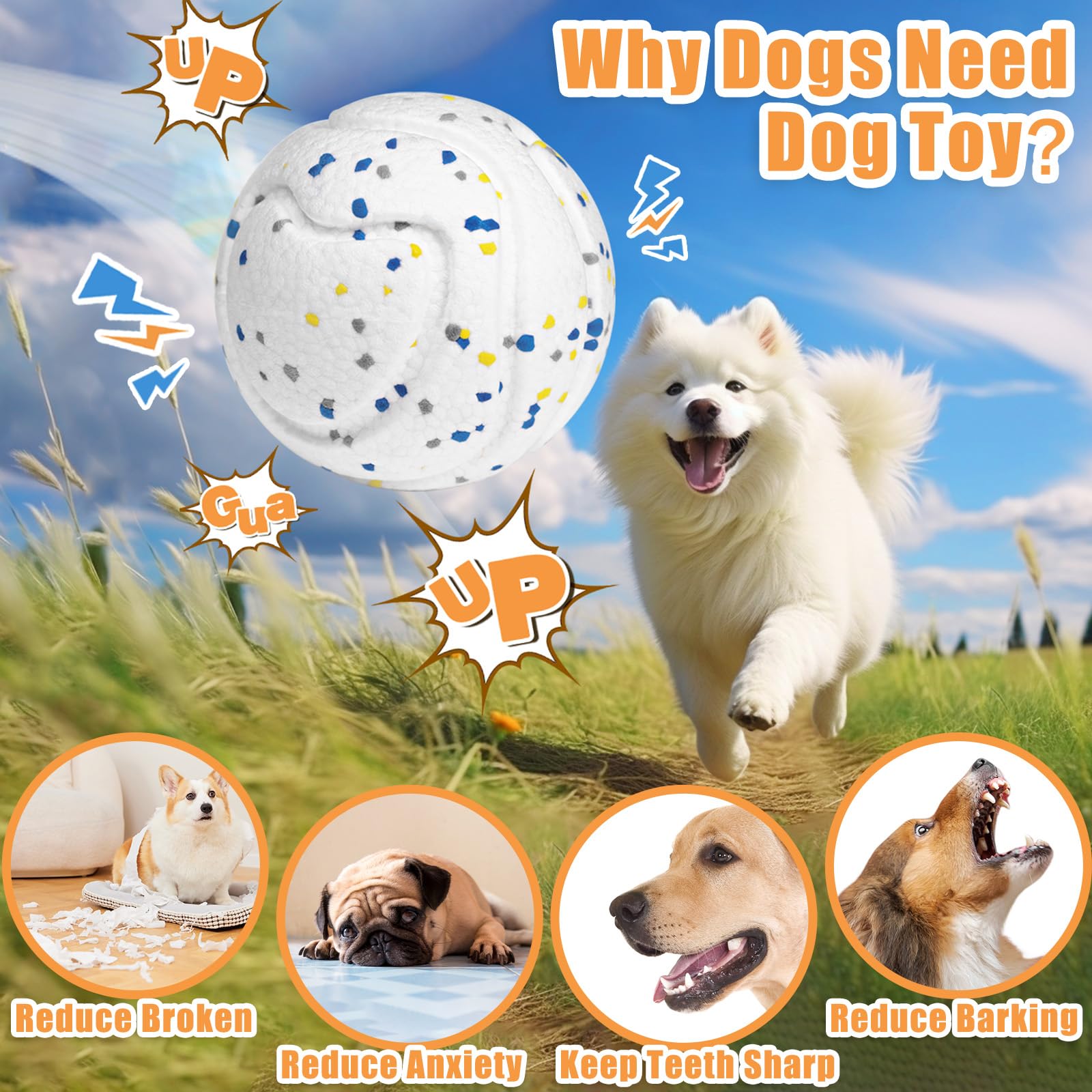 Large Dog Vocal Balls 5 Inch Interactive Squeaky Dogs Balls Tough Chewing Big Dog Ball For Aggressive Chewers Training Teeth Cle