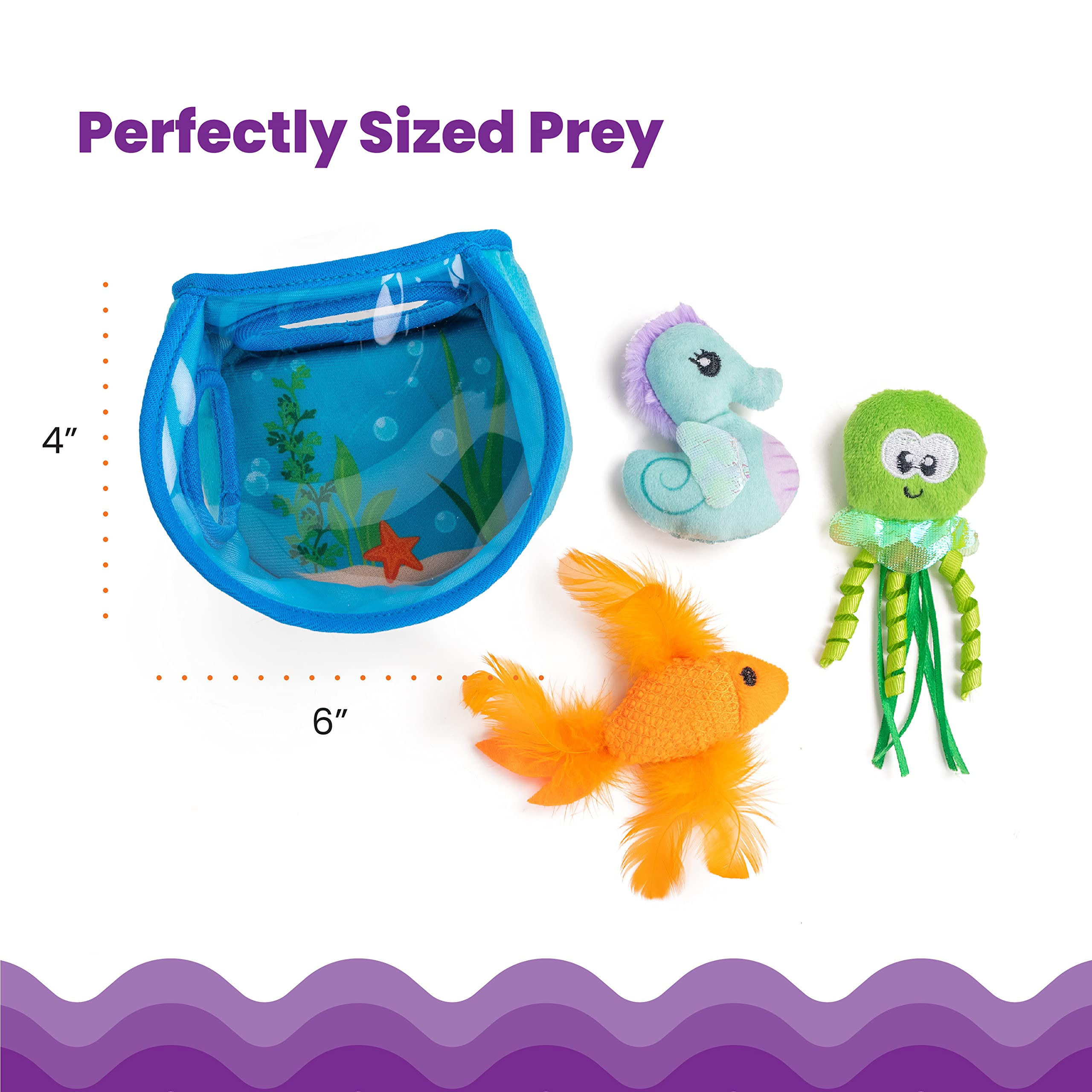 Catstages Interactive Cat Puzzle Toy - Hide & Seek Fish Bowl, 3 Pack, Polyester
