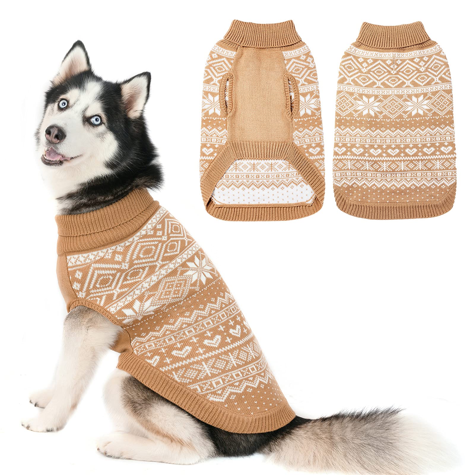 HOMIMP Dog Sweater Argyle Beige ML