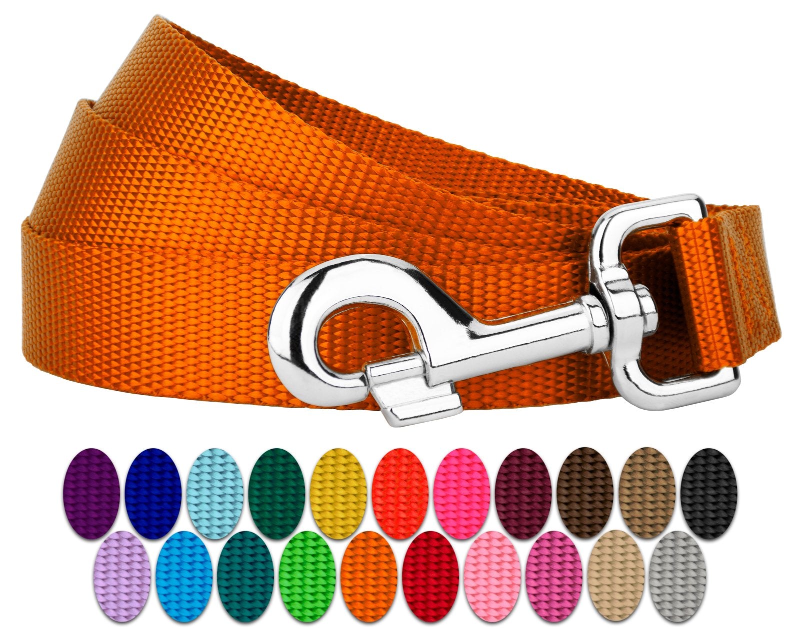 Country Brook Petz - 1 Inch Solid Color Nylon Dog Leash - Durable Clip - Soft Handle (1 Inch Wide, 4 Foot, Orange)
