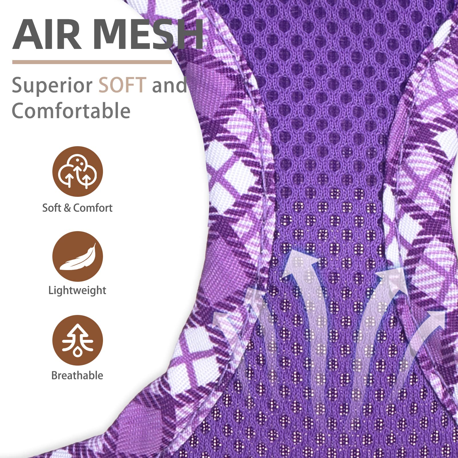 Pupteck Dog Harness And Leash Set For Small Medium Dogs No Pull Step-In Soft Mesh Puppy Cat Vest Harnesses Reflective At Night, Purple Xs