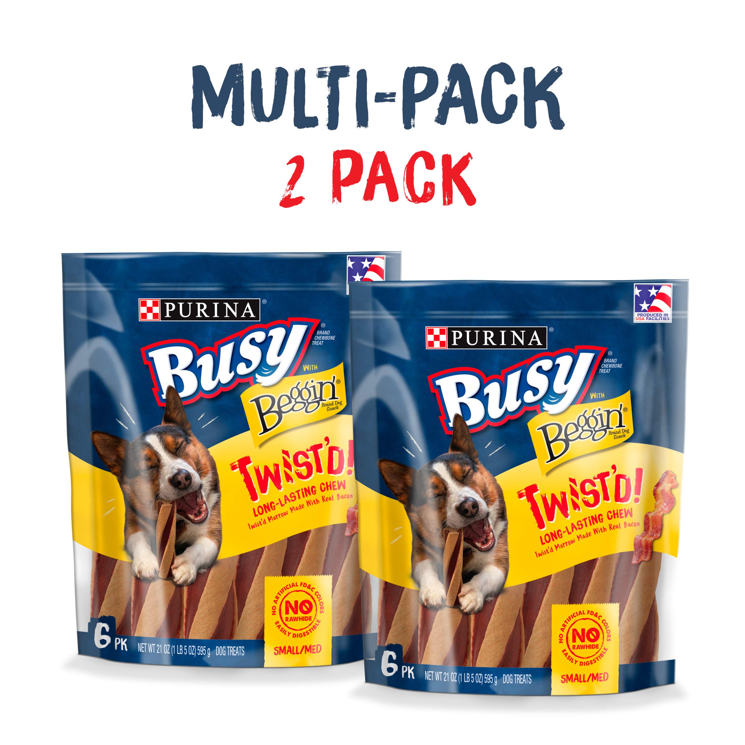 Purina Busy With Beggin  Made in USA Facilities Small/Medium Breed Dog Treats, Twist d - (Pack of 2) 6 ct. Pouches