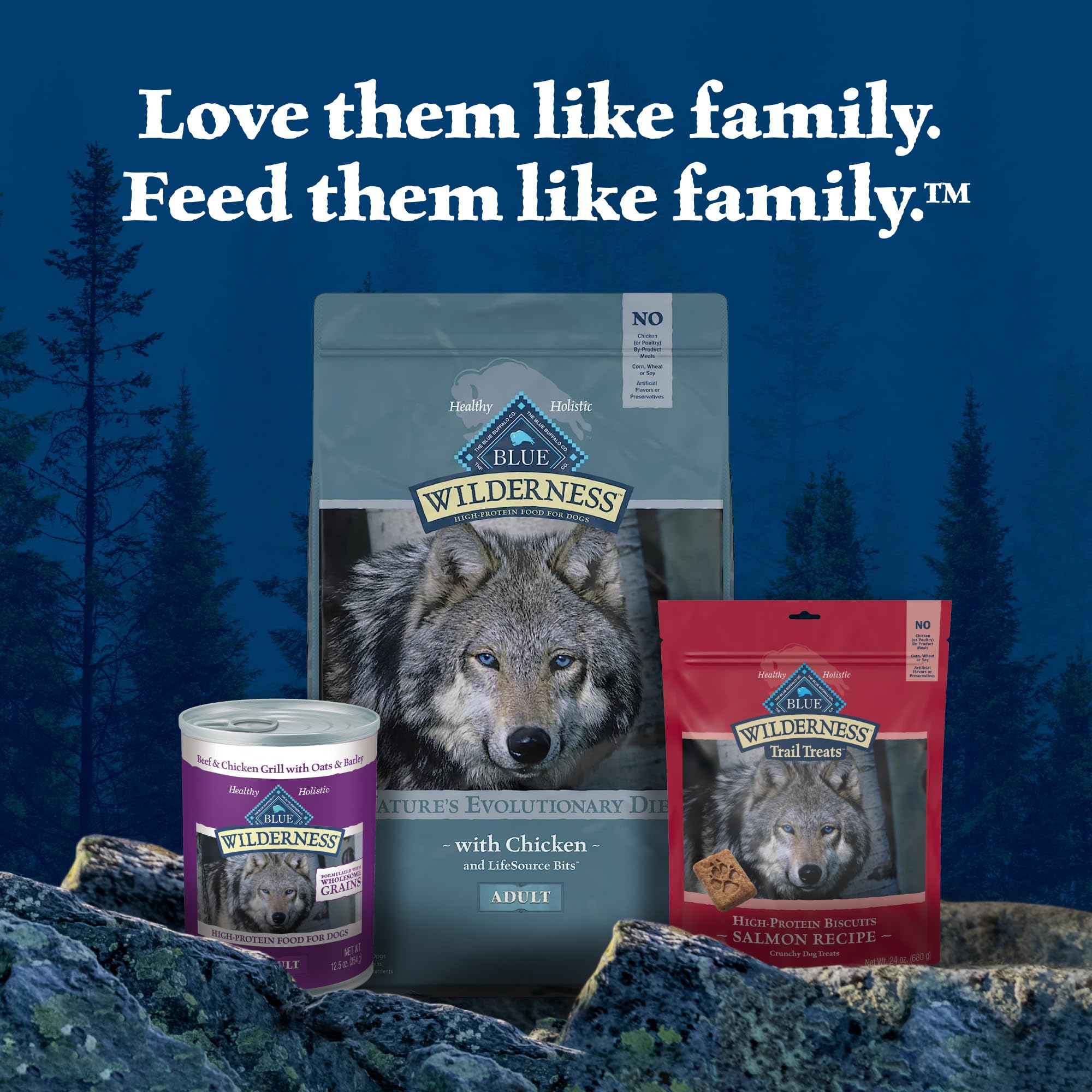 Blue Buffalo Wilderness Adult High-Protein Dry Dog Food Wholesome Grains Natural Ingredients