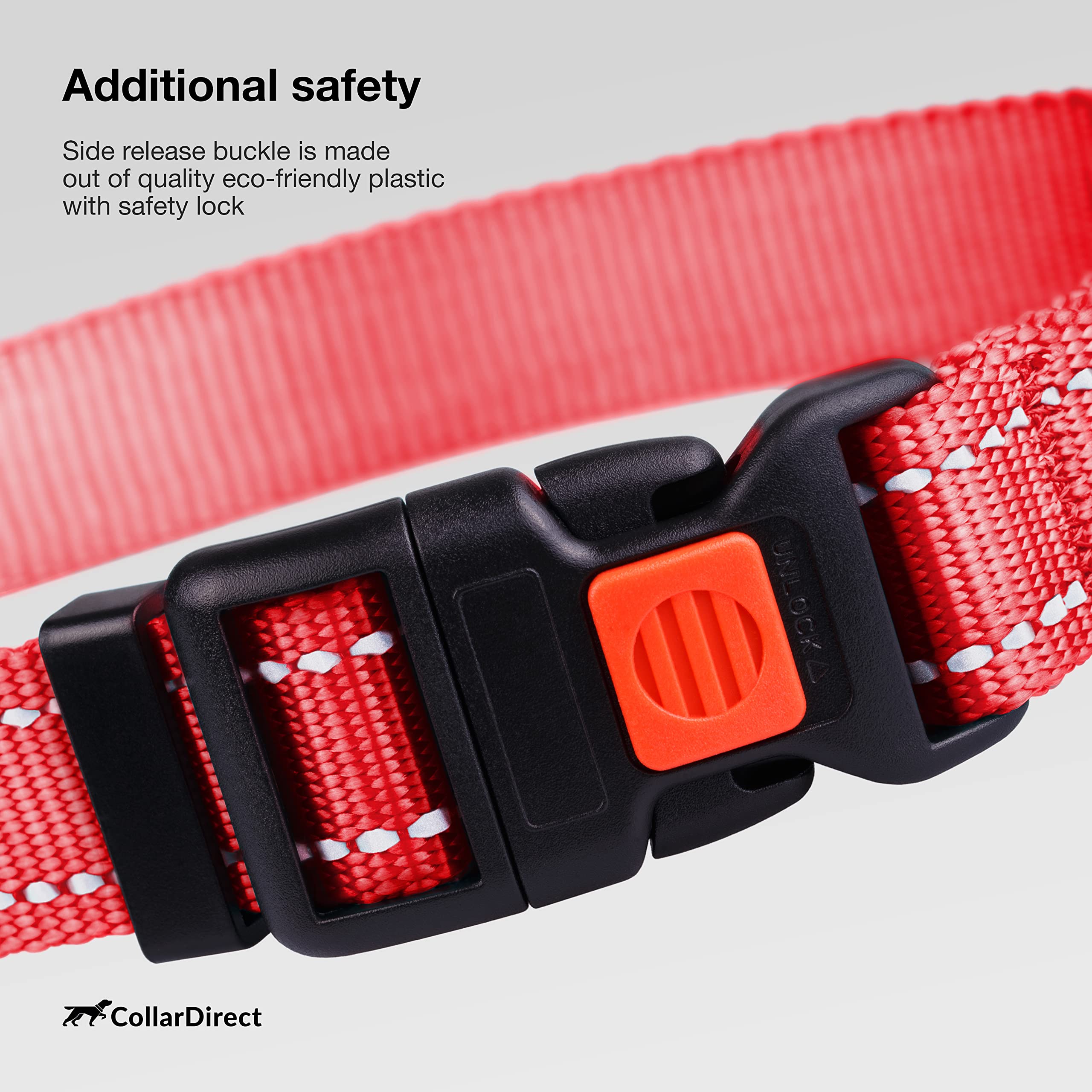 Collardirect Reflective Dog Collar For A Small, Medium, Large Dog Or Puppy With A Quick Release Buckle - Boy And Girl - Nylon Suitable For Swimming (14-18 Inch, Coral)