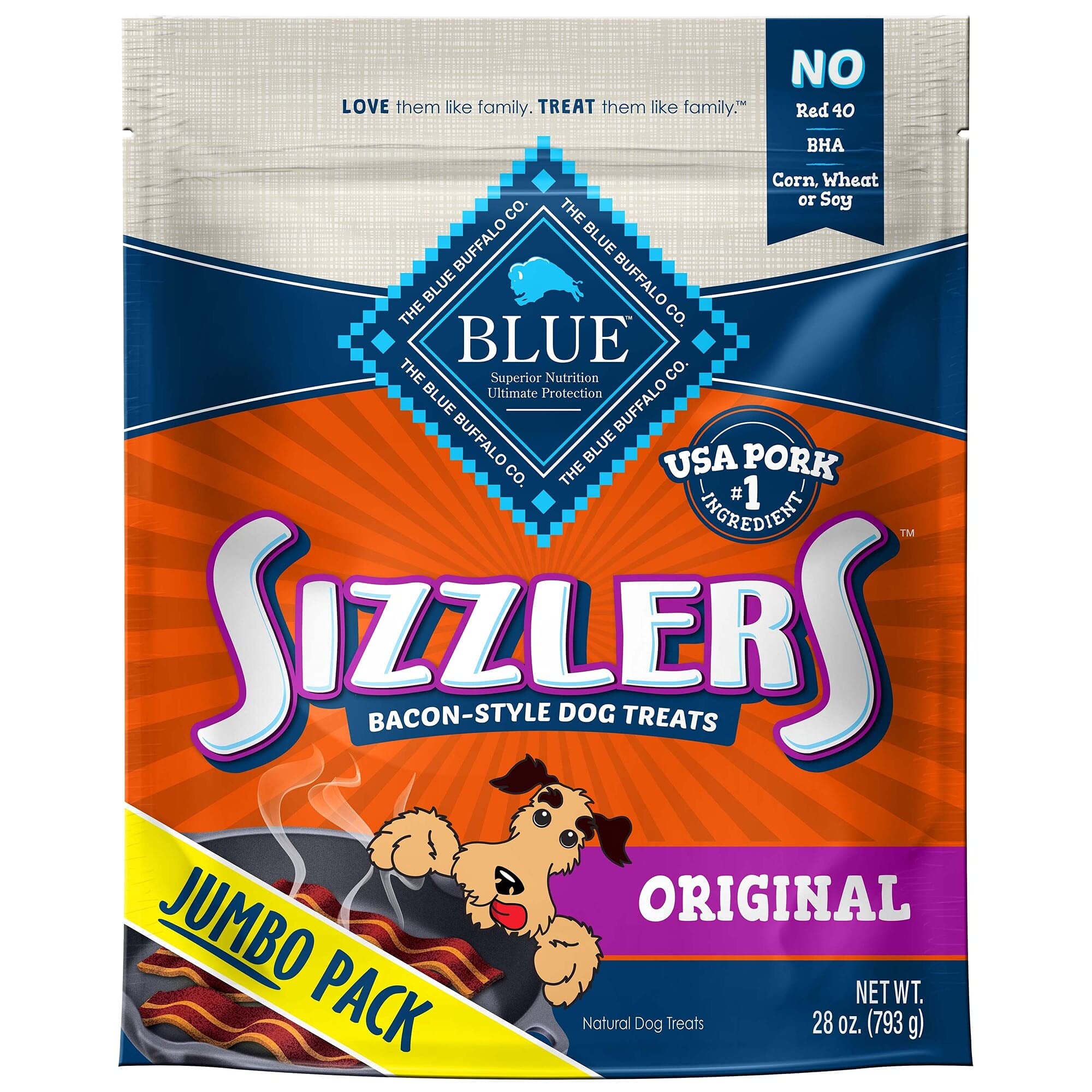 Blue Buffalo Sizzlers Bacon-Style Original Flavor Dog Treats with Real USA Pork 28 oz.