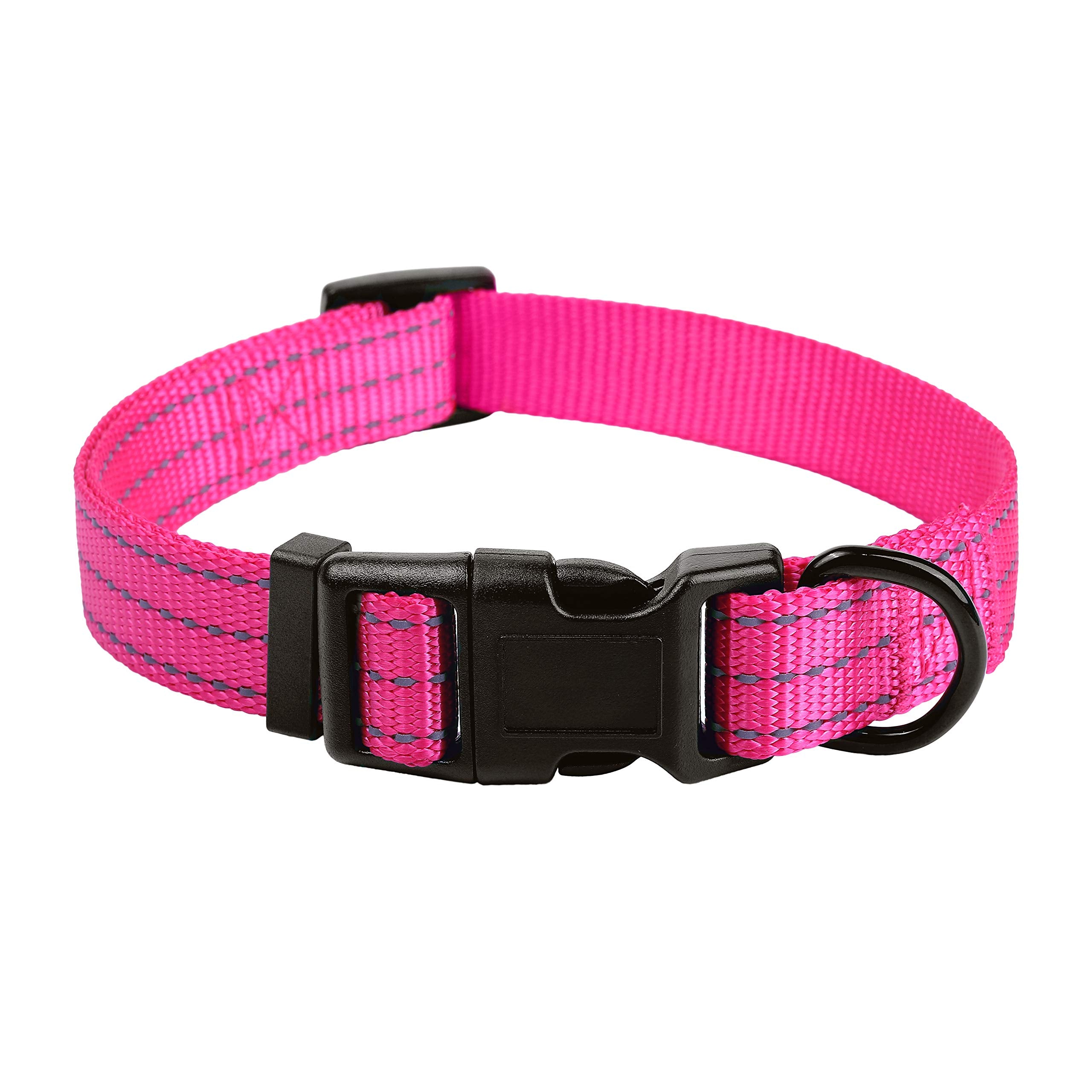 Mile High Life Dog Collar | Nylon Reflective Dog Collars | Light Weight Puppy Collars | Pink Dog Collars For Large Dogs (Solid P
