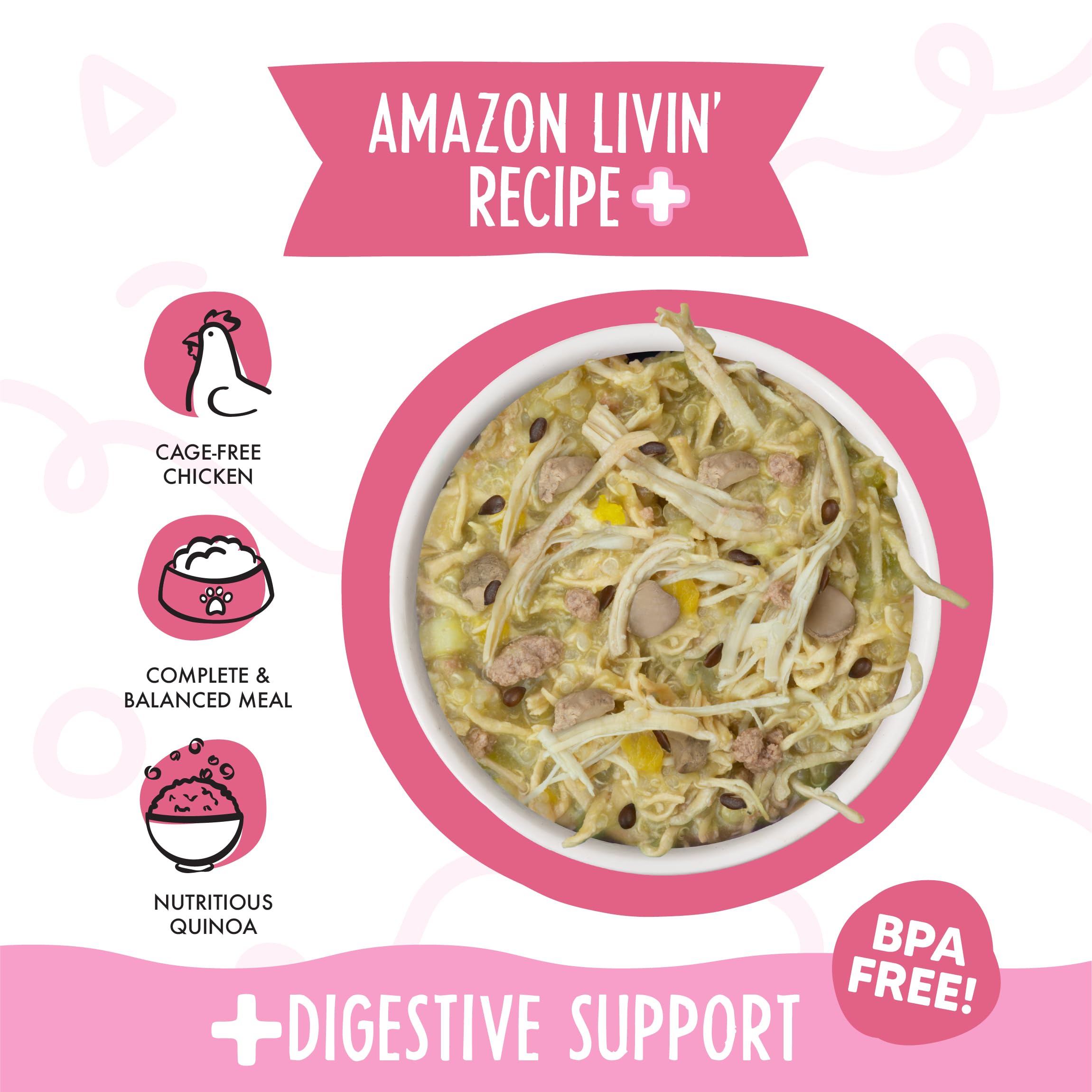 Weruva Meals n More Natural Wet Dog Food, Amazon Livin Plus Digestive Support, 3.5oz Cup (Pack of 12)