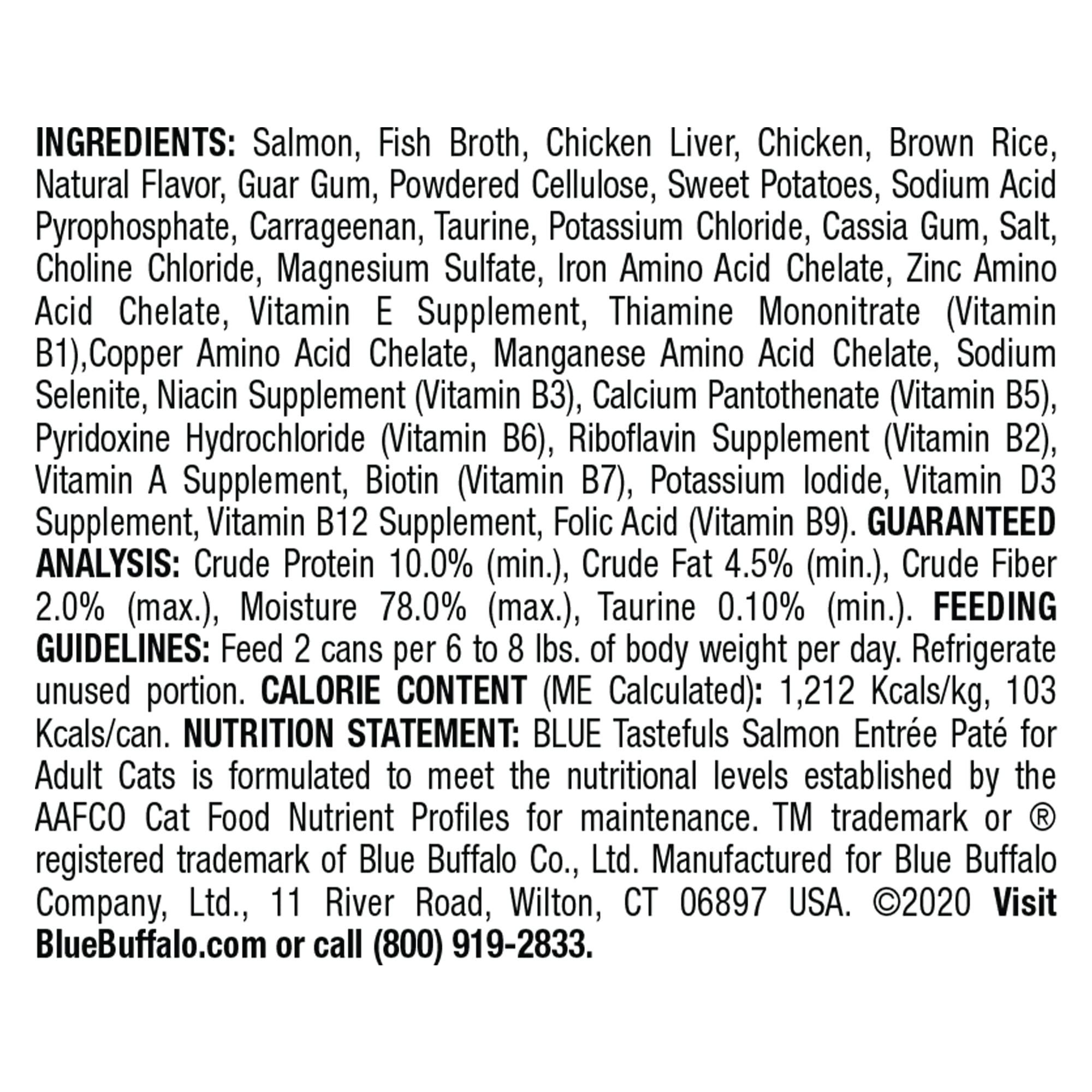 Blue Buffalo Tastefuls Wet Cat Food Pat  , Made with Natural Ingredients | Salmon Entr  e, 3-oz. Cans (24 Count)