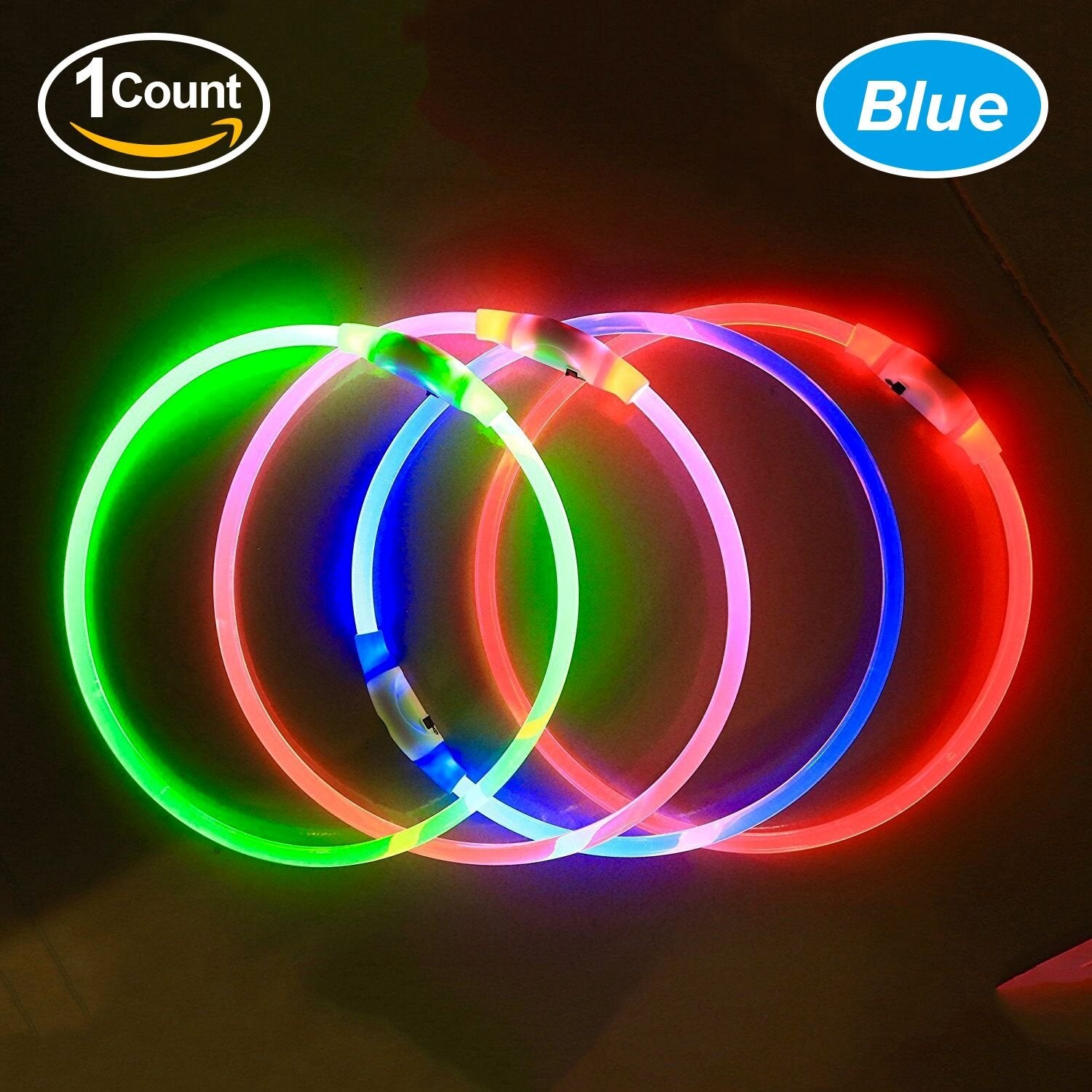 Light Up Dog Collar, Bseen Usb Rechargeable Flash Dog Necklace Light, Pet Safety Collar Makes Your Beloved Dogs Be Seen At Night For Small Medium Large Dogs(Blue)