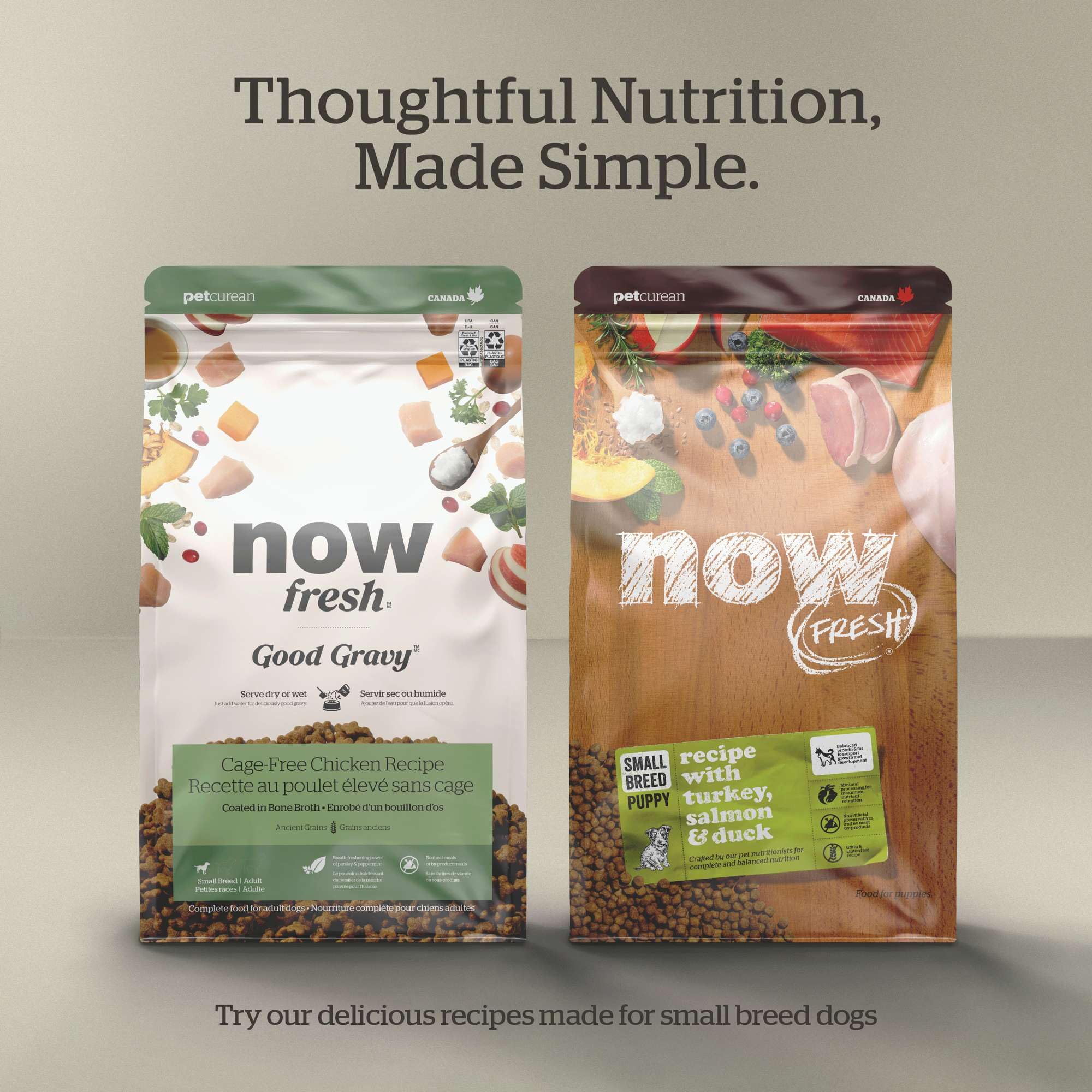 Now Fresh Grain-Free, Dry Dog Food, Small Breed Kibble, Real Meat and Fish, Turkey, Salmon and Duck Senior Recipe, 12 lb Bag