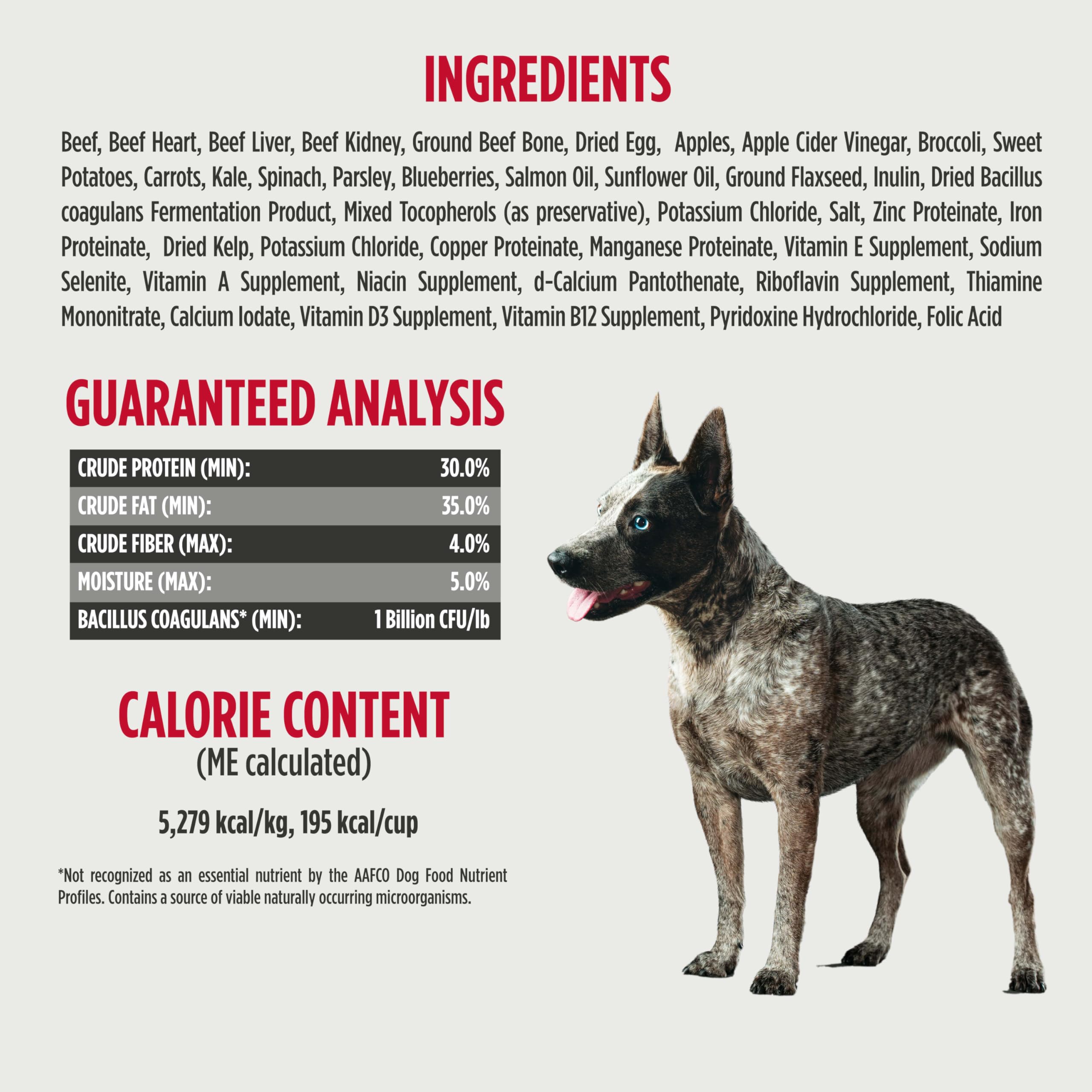 Nulo Freeze-Dried Raw Beef Recipe with Apples Complete and Balanced Dry Dog Food Kibble, 18 Ounce Bag