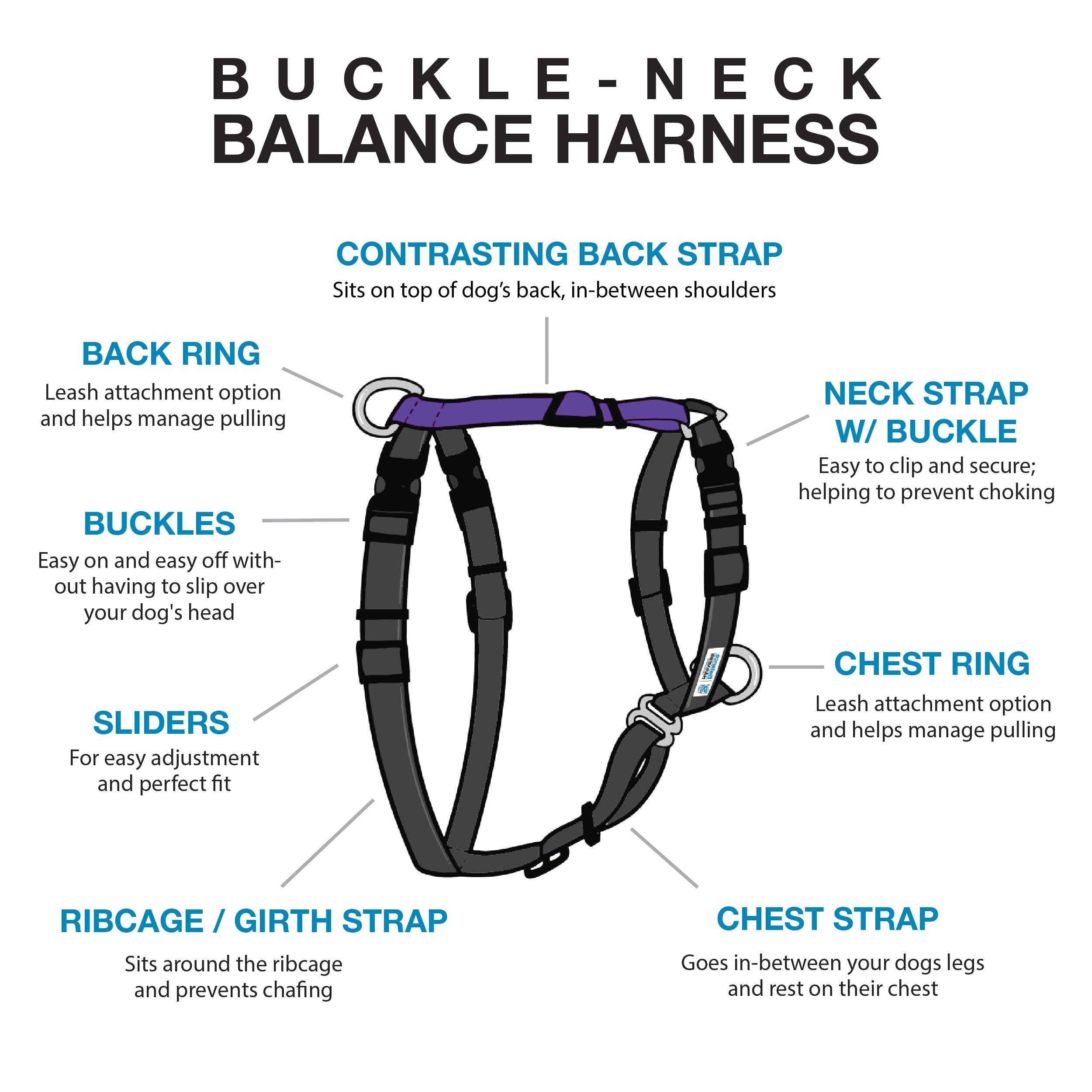 Blue-9 Balance Harness Buckle Neck, X-Small, Purple