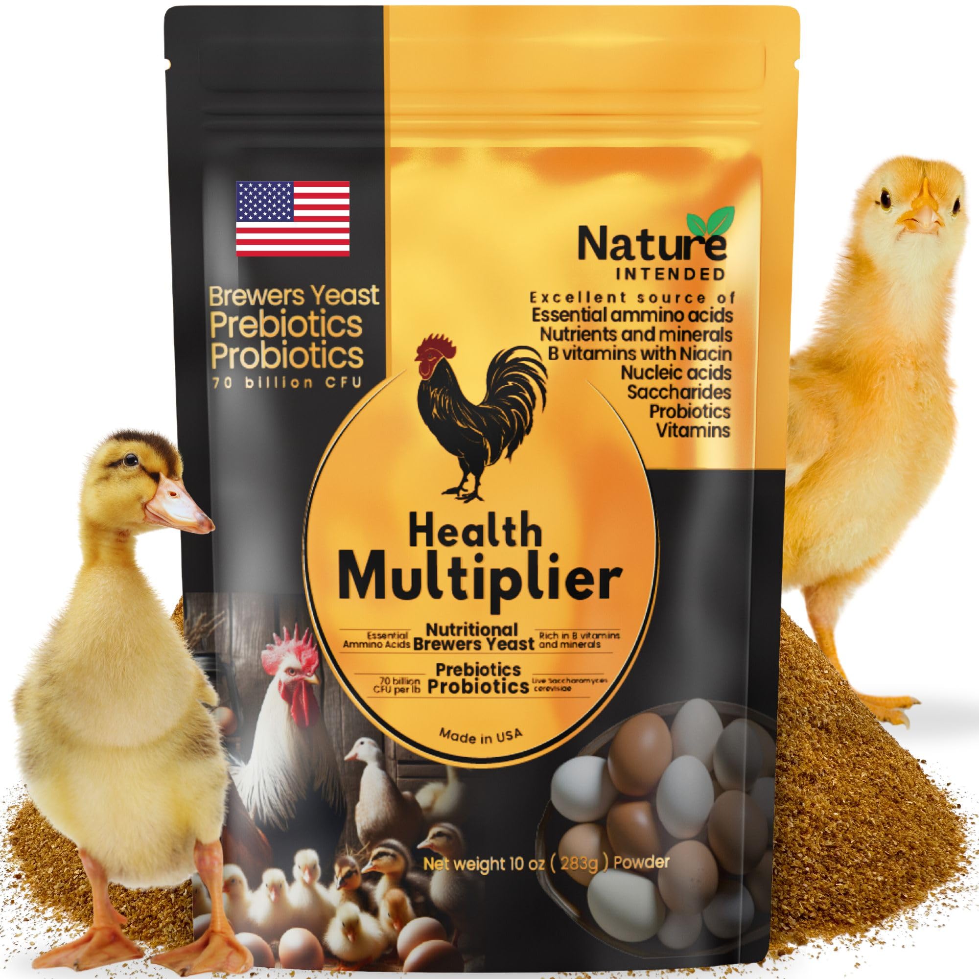 Brewers Yeast + Probiotics + Niacin + Vitamins Supplement for Ducks, Chickens and Poultry. (Molt Recovery, Severe Stress, Egg Q