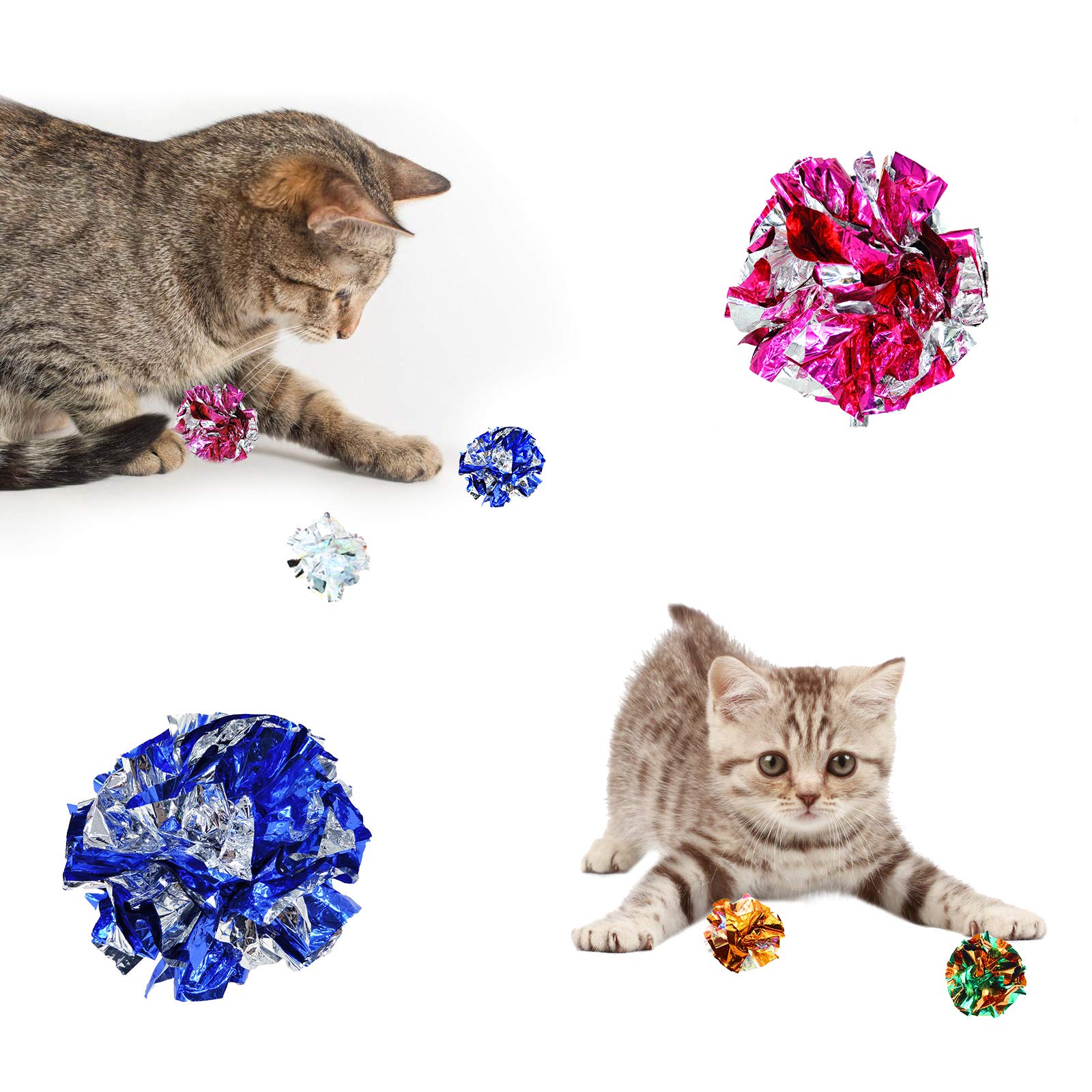 Andiker 10Pc Cat Crinkle Balls, 2.36 Inches 5 Colors Kitten Balls Interactive Cat Toys For Indoor Cats To Chew, Chase, Swat, Bit