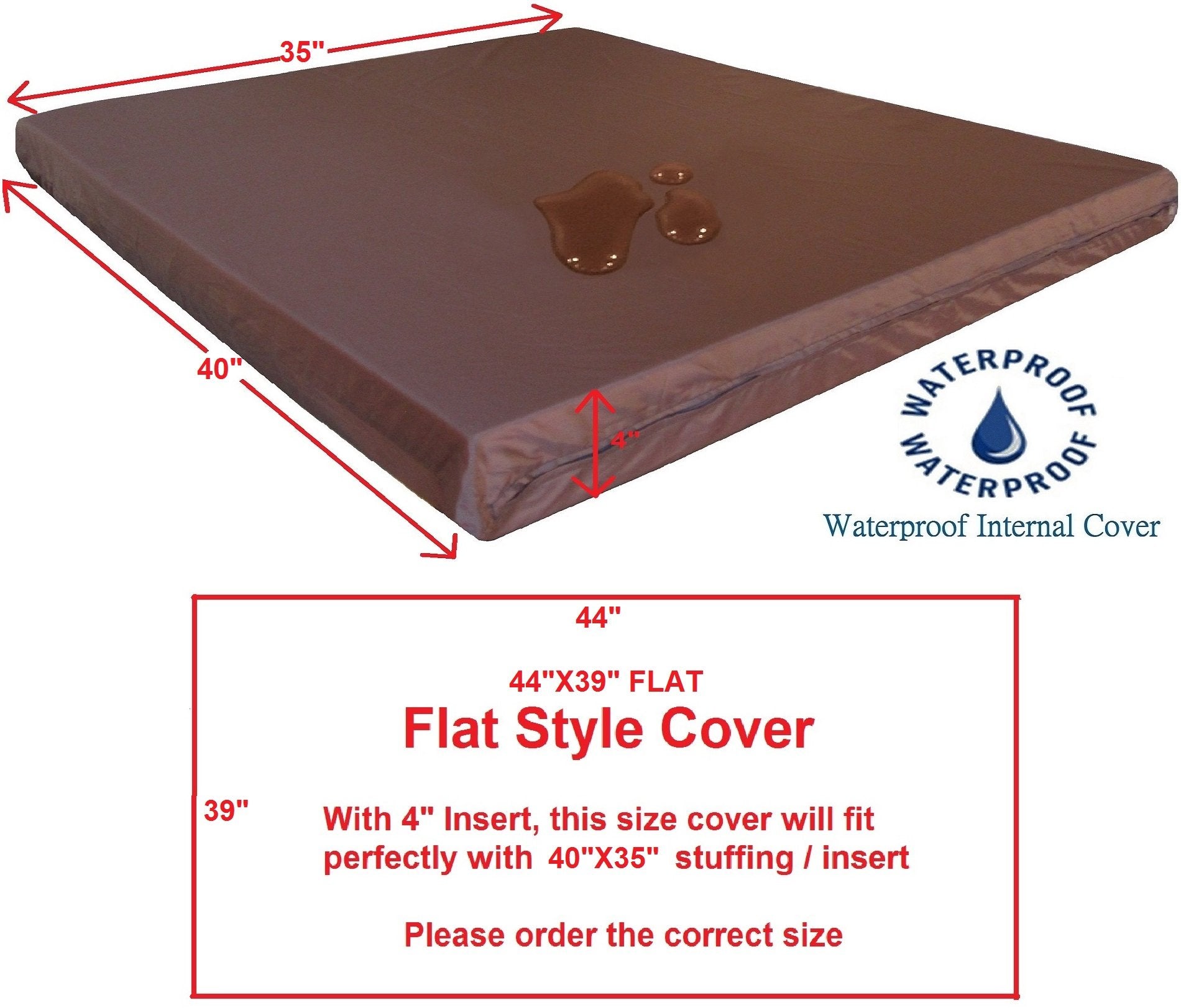 Dogbed4Less 1 Pack Xl Internal Duvet Water Resist Pet Dog Bed Cover For 40''X35''X4'' Memory Foam Pad Bed - 44''X39'' Flat