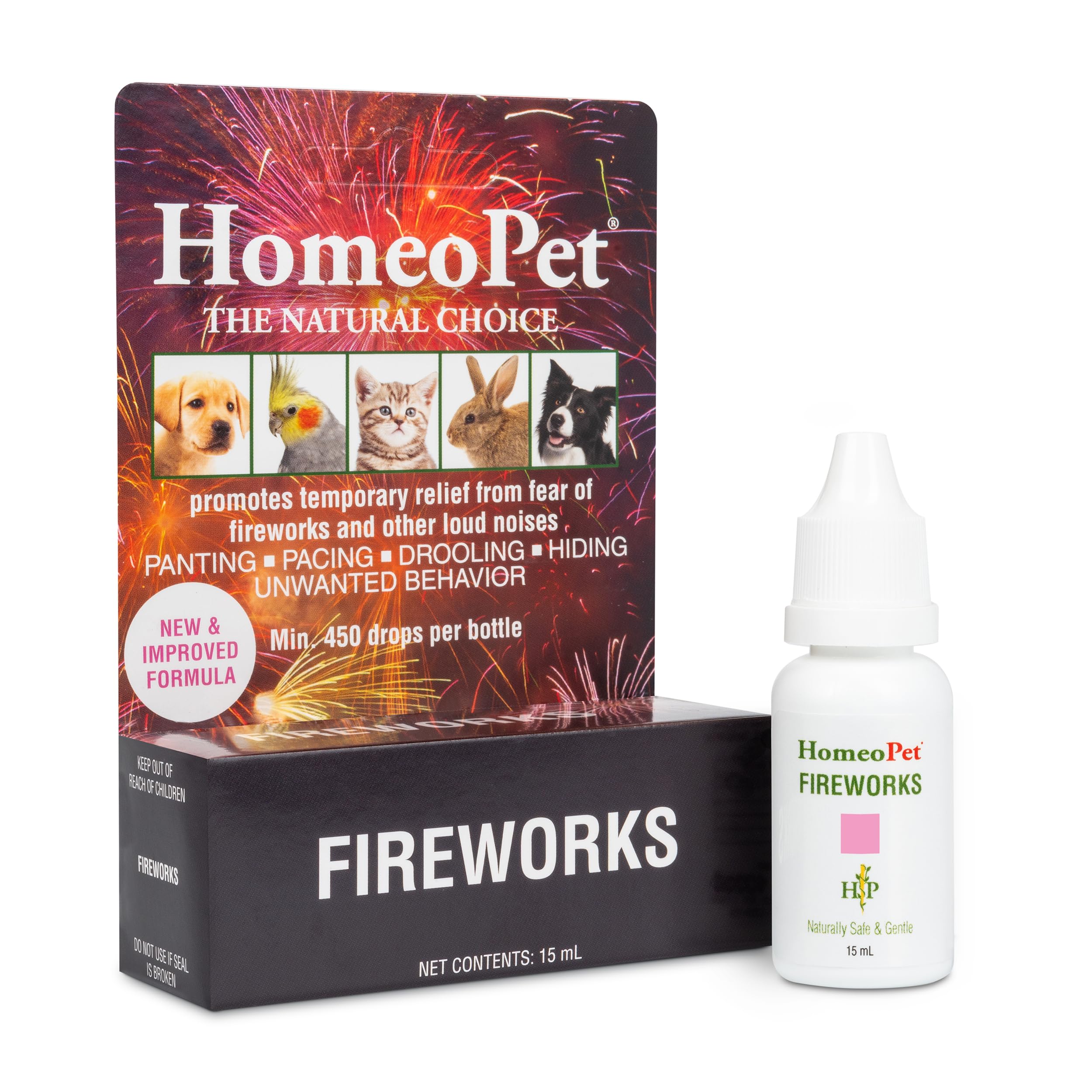 HomeoPet Fireworks, LoudNoise Anxiety Relief for Dogs, Cats, and Other Small Animals, 15 Milliliters