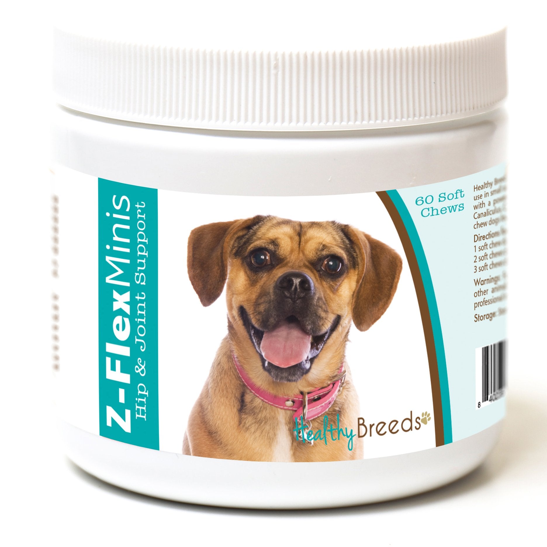 Healthy Breeds Puggle Z-Flex Minis Hip and Joint Support Soft Chews 60 Count