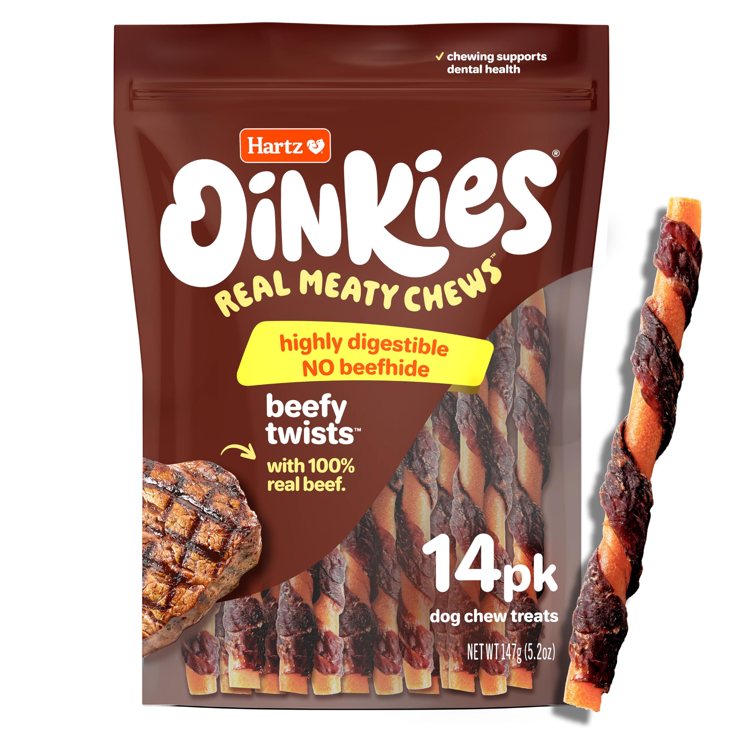 Oinkies Beefy Twists, 14 Count