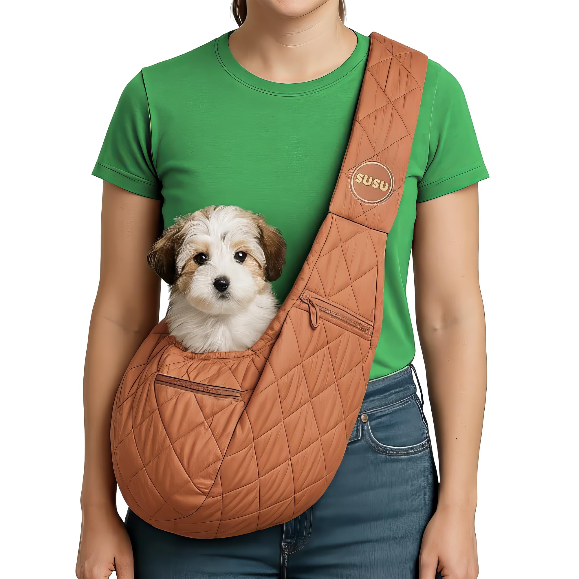 Susu Pet Co. Small Dog Carrier Sling - Hands-Free Puppy Sling & Cat Pouch Bag For Pets Up To 10 Lbs, Parachute-Grade Nylon, Safe