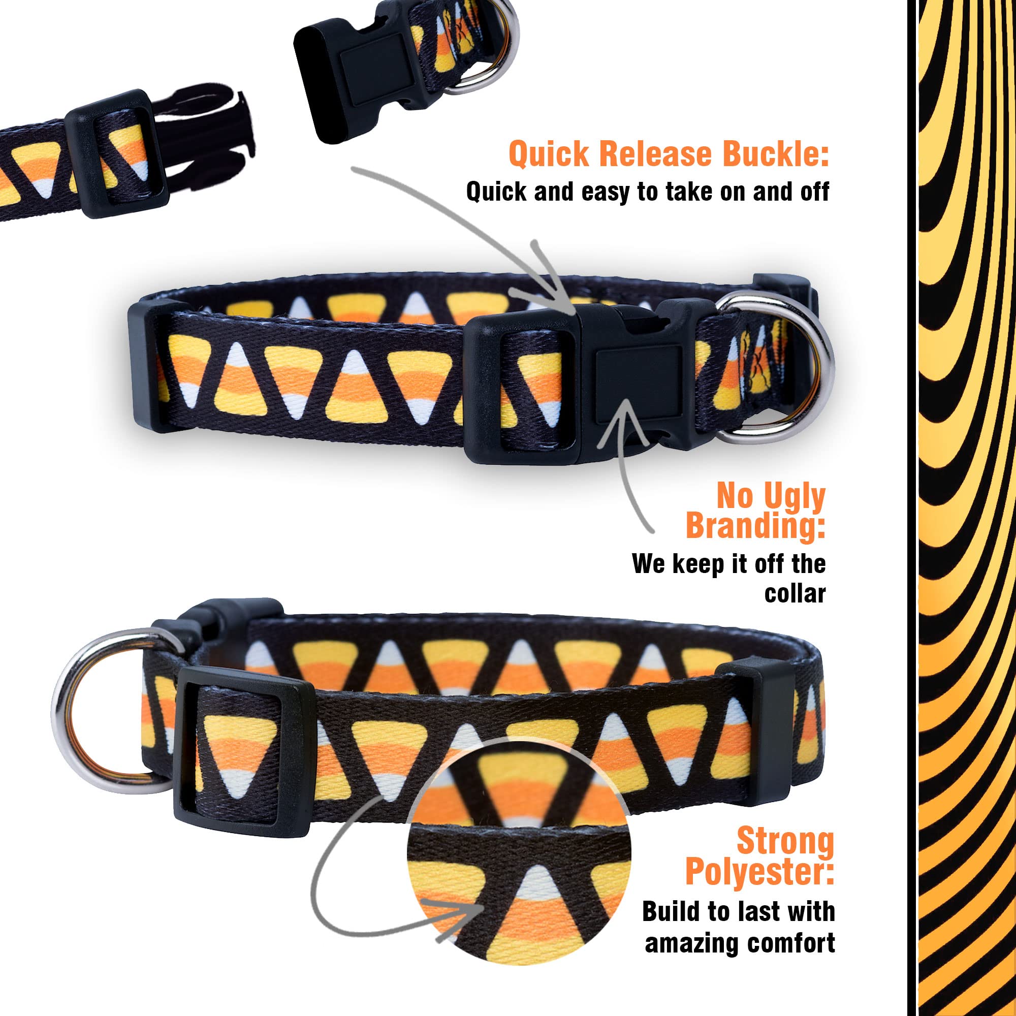 Native Pup Halloween Dog Collar (Medium, Candy Corn)