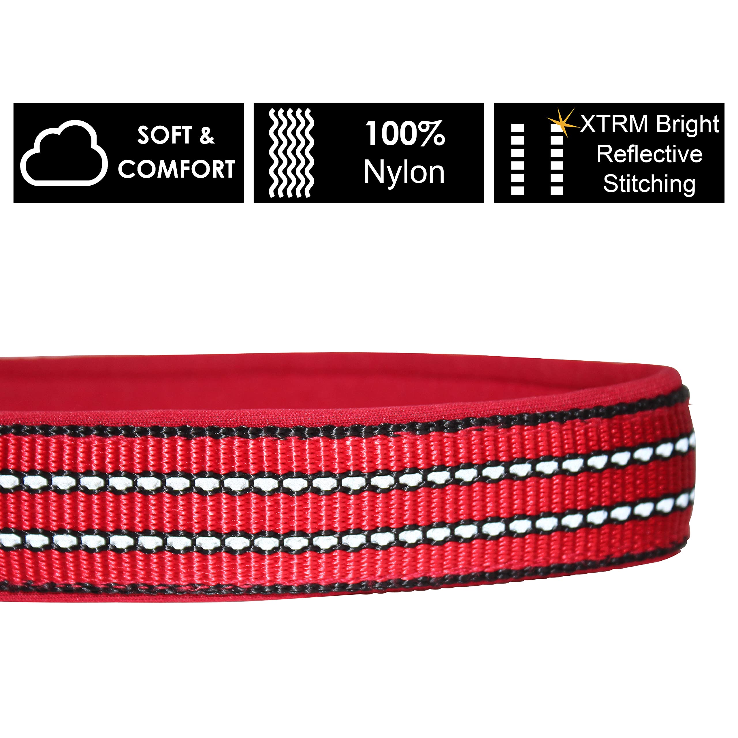 Kruz Pet Kzv006-05S Reflective Dog Collar For Small, Medium, Large Dogs, 100% Nylon Adjustable Pet Neck Collar, Heavy Duty O-Rin