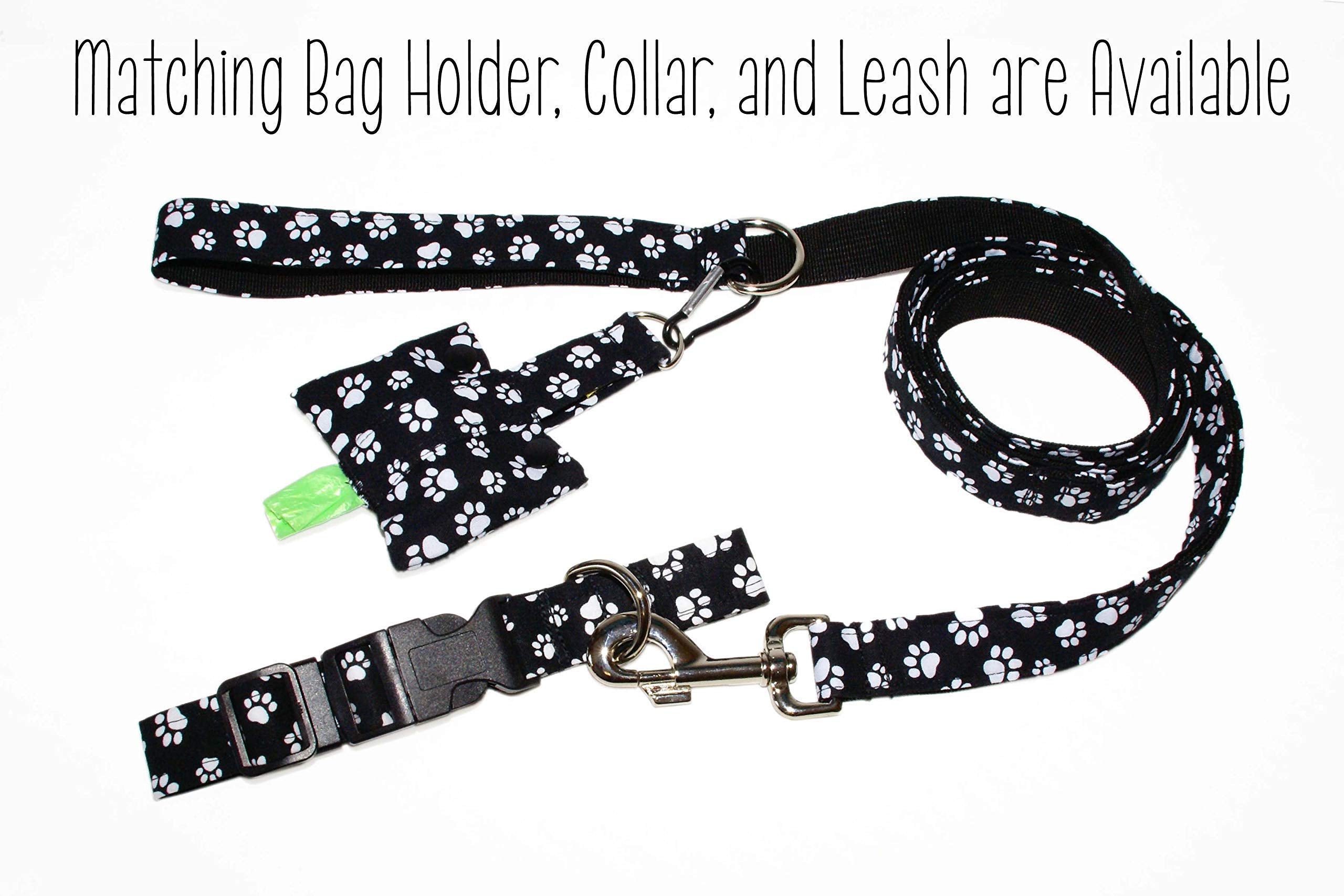 Black Paw Prints Dog Collar - Black With White Paw Prints - 5 Sizes - 5/8 Or 1 Inch Wide - Handmade By Green Acorn Kitchen (Smal