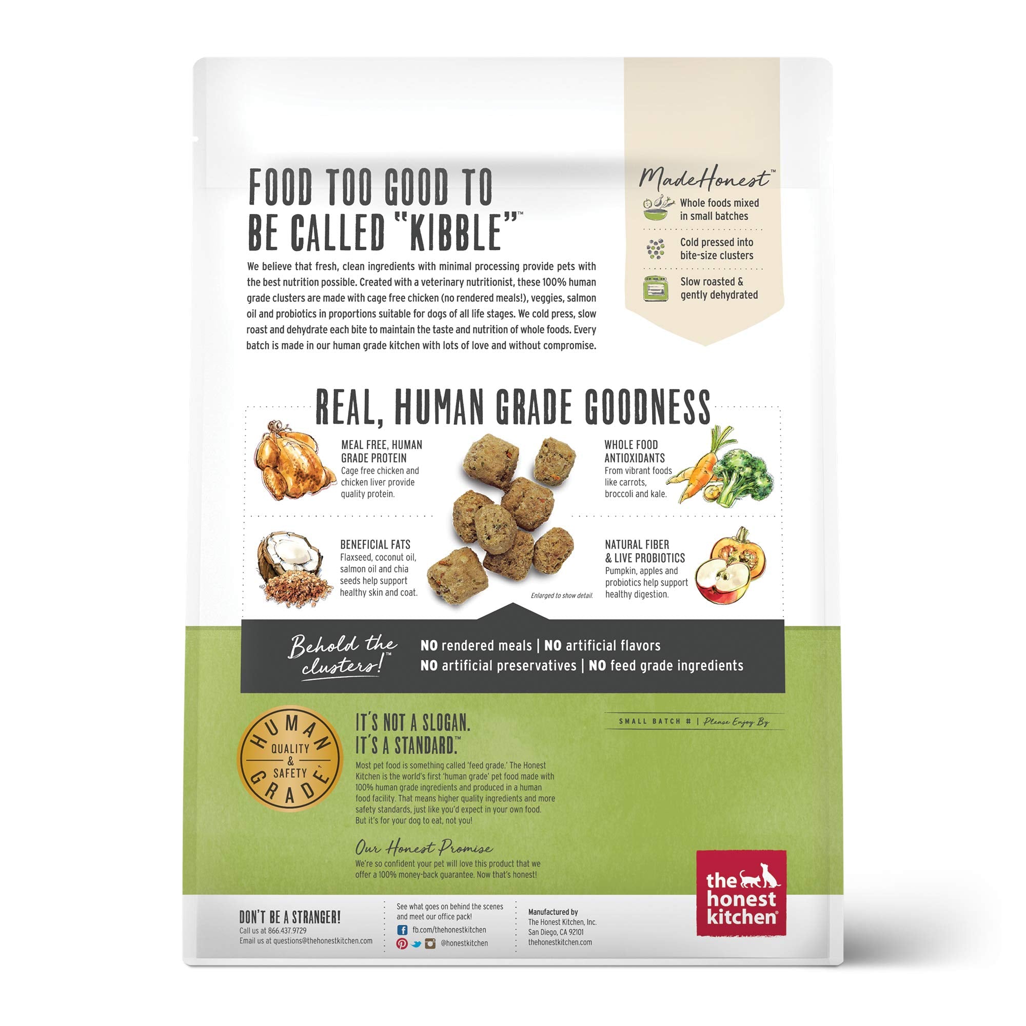 The Honest Kitchen Grain Free Chicken Dry Dog Food, 5 lb Bag, Whole Food Clusters