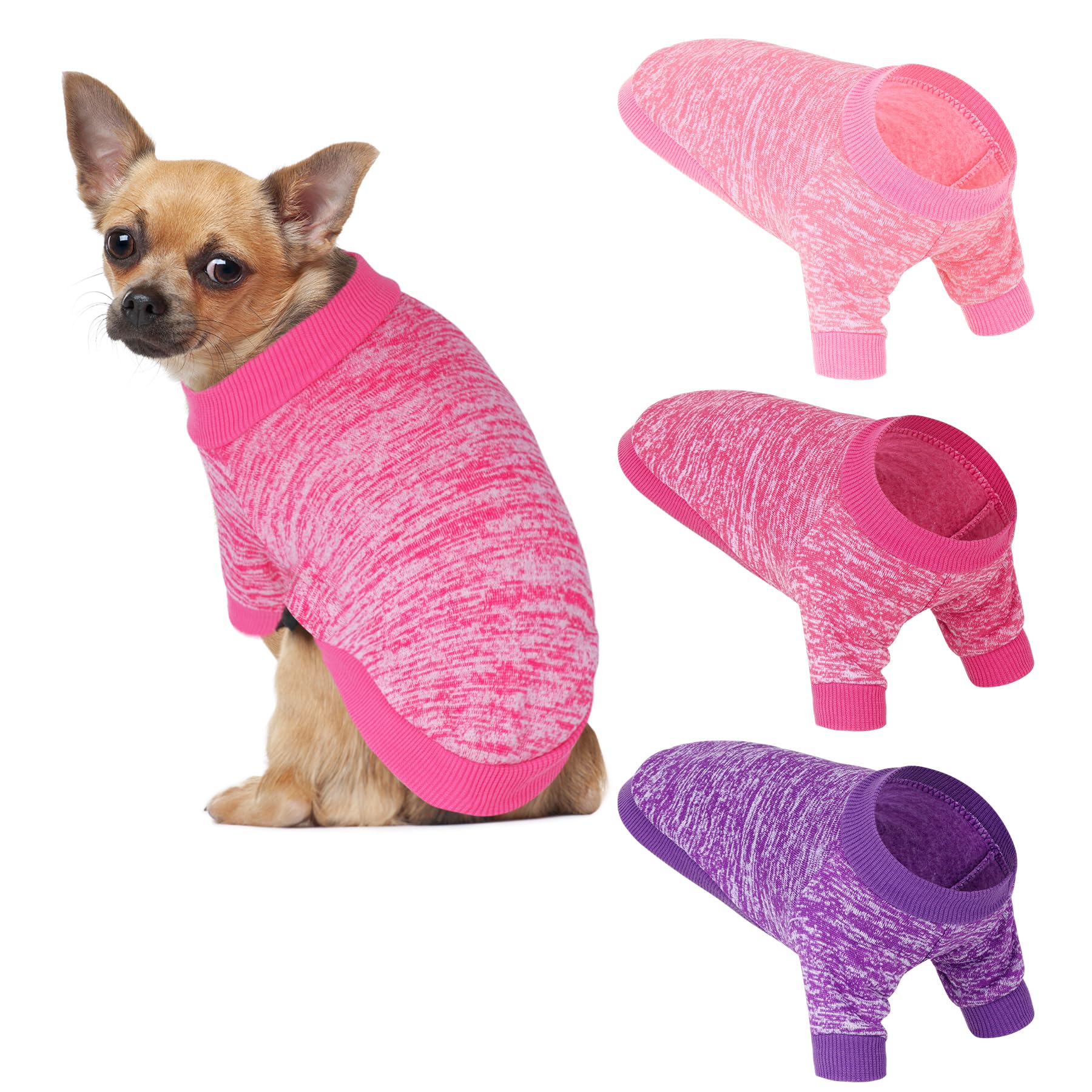 Rbenxia 3-Piece Dog Sweaters: Warm Doggie Sweatshirts & Cat Pets Outfits - Small Puppy & Cat Sizes - Winter