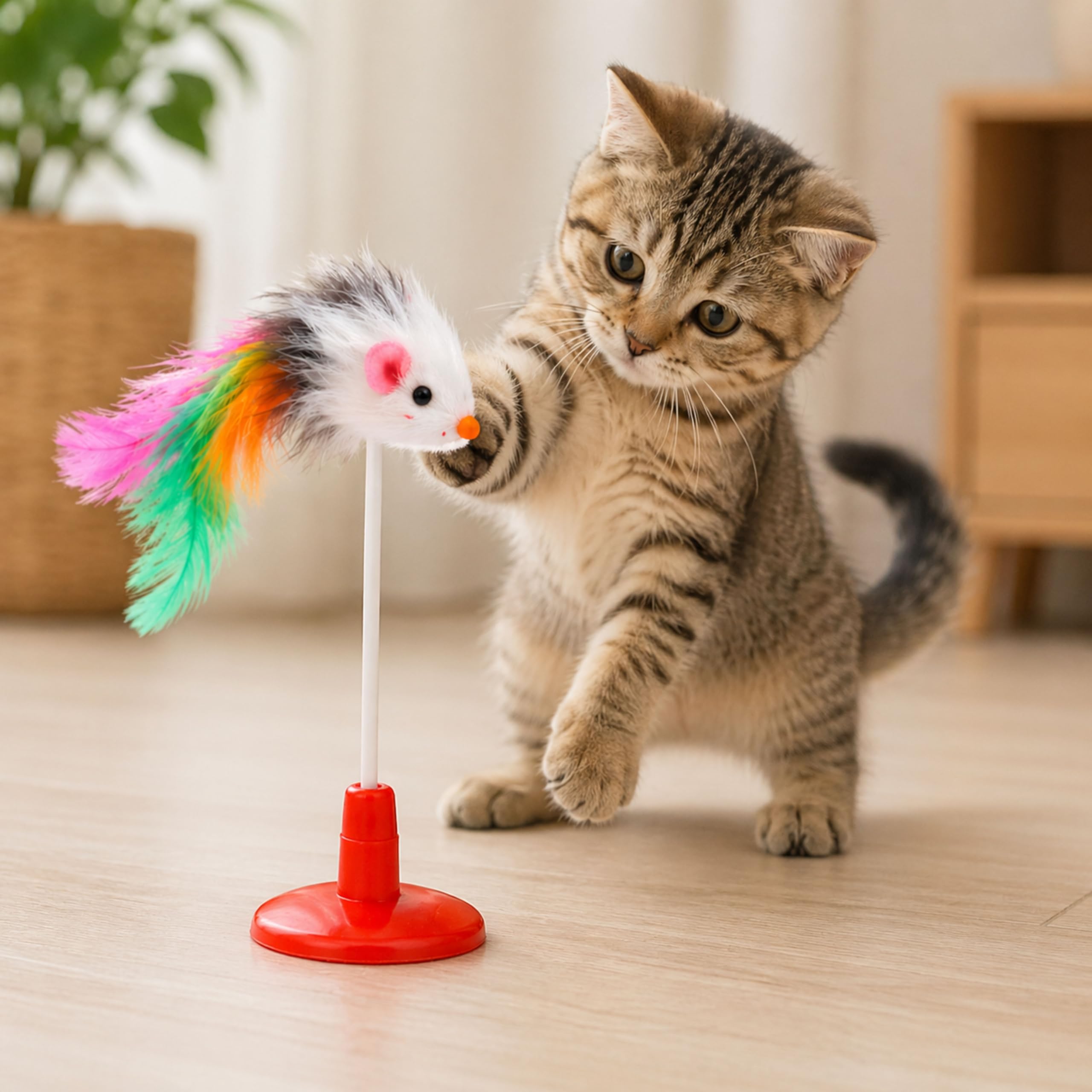 Foodie Puppies Interactive Feather Teaser Cat Toy (Set Of 2)