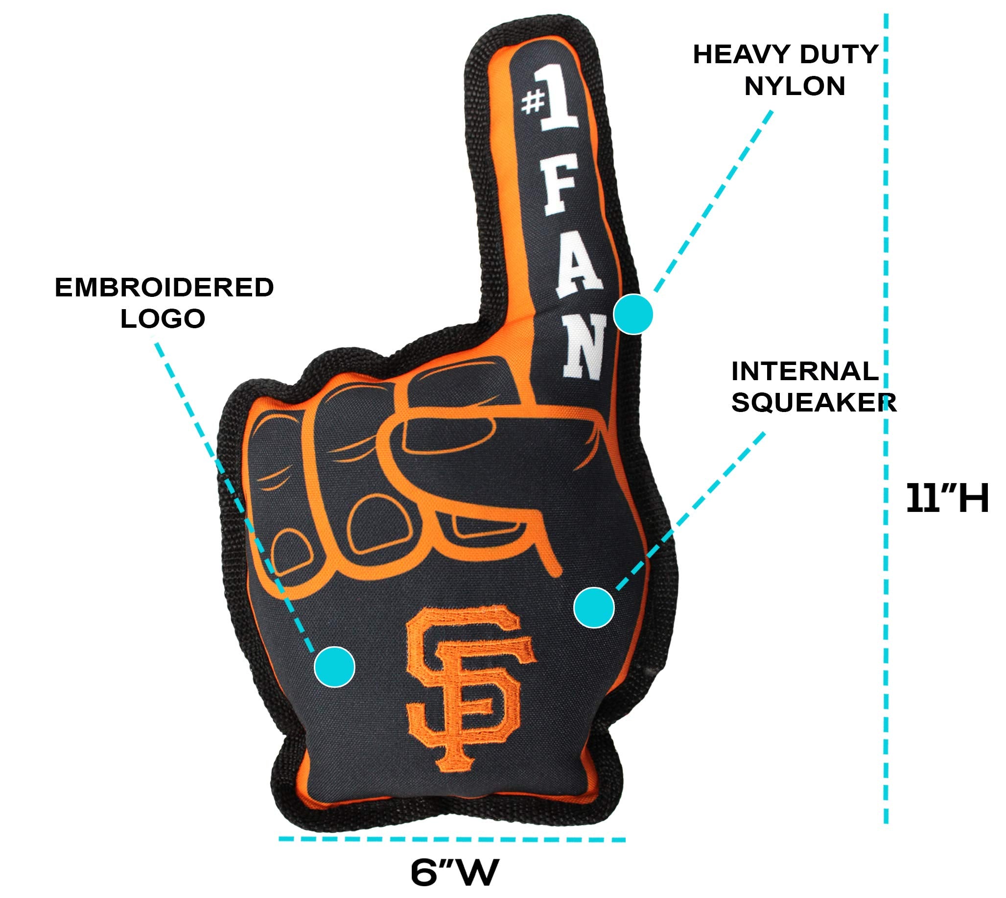 Pets First MLB San Francisco Giants Best Sports Dog Toy, Black, 14 x 5