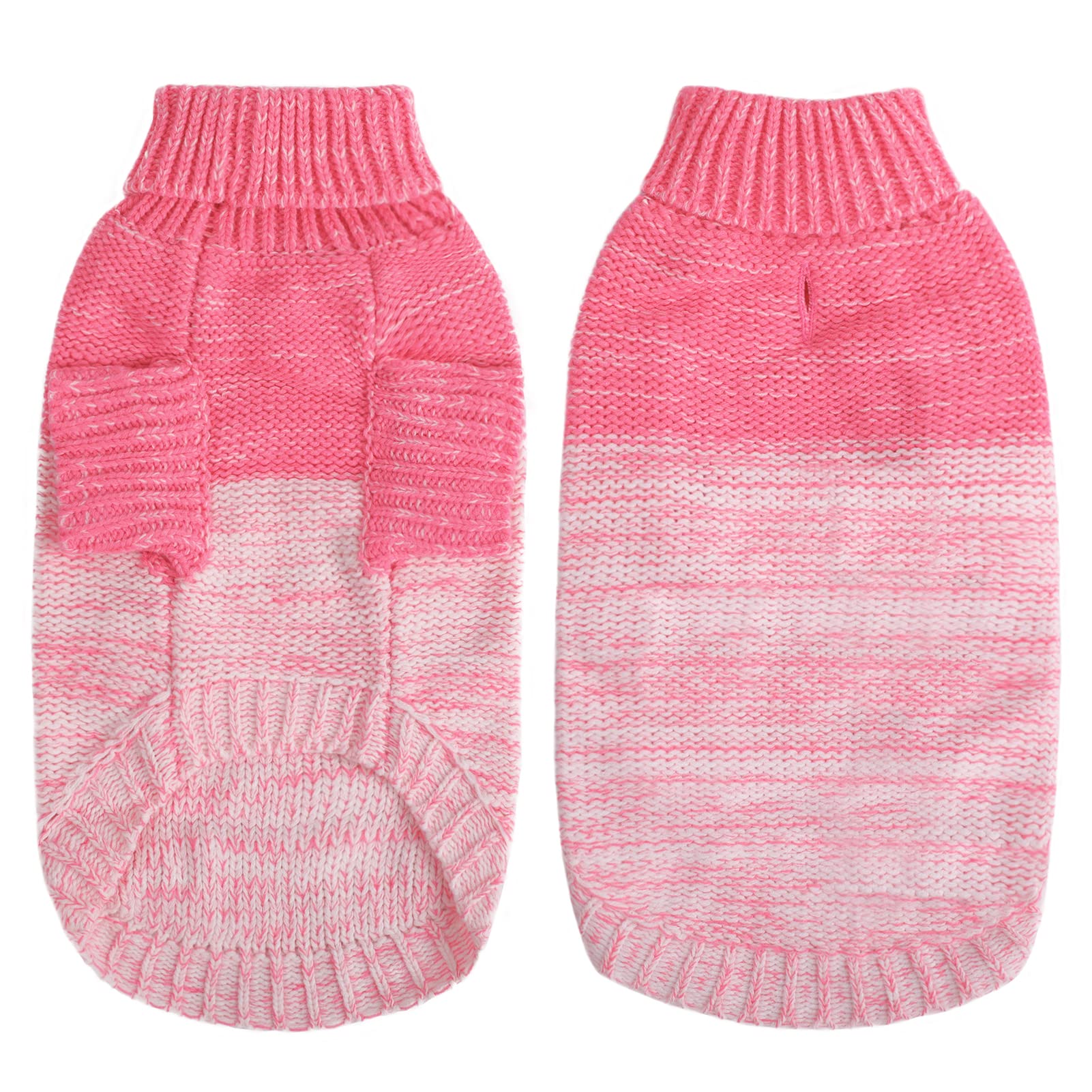Queenmore Knitted Pullover Dog Sweater, Turtleneck Pet Cat Sweater, Cold Weather Puppy Sweater Stitching Knitwear With Leash Hole For Small Medium Dogs