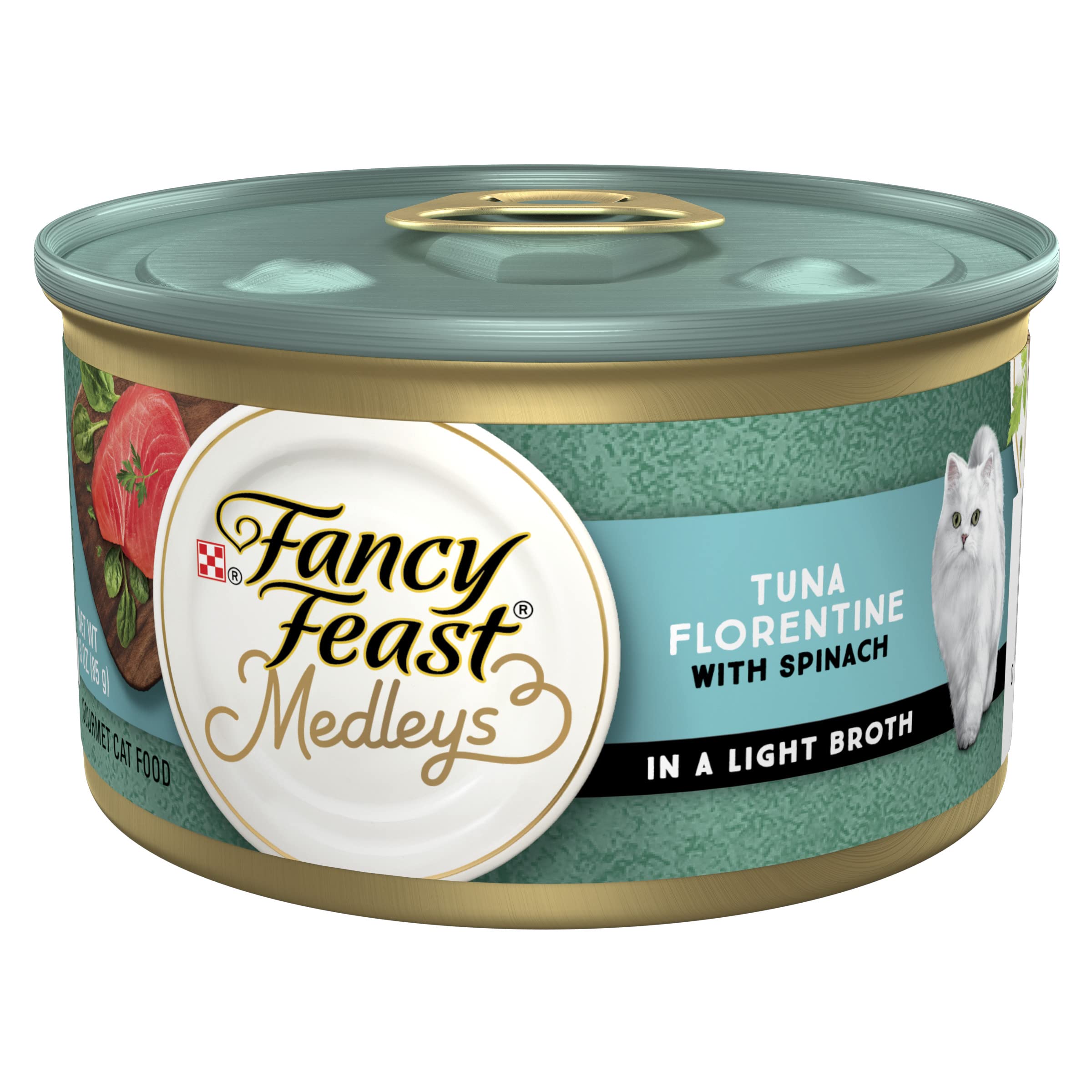 Purina Fancy Feast Wet Cat Food, Medleys Tuna Florentine With Garden Greens in a Delicate Sauce - (Pack of 24) 3 oz. Cans