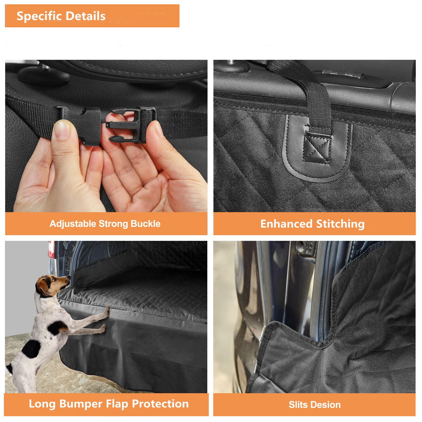ANOSOSPECIAL SUV Cargo Liner for Dogs - Quilted Waterproof Trunk Seat Cover with Bumper Flap Protector - Universal Fit for Large