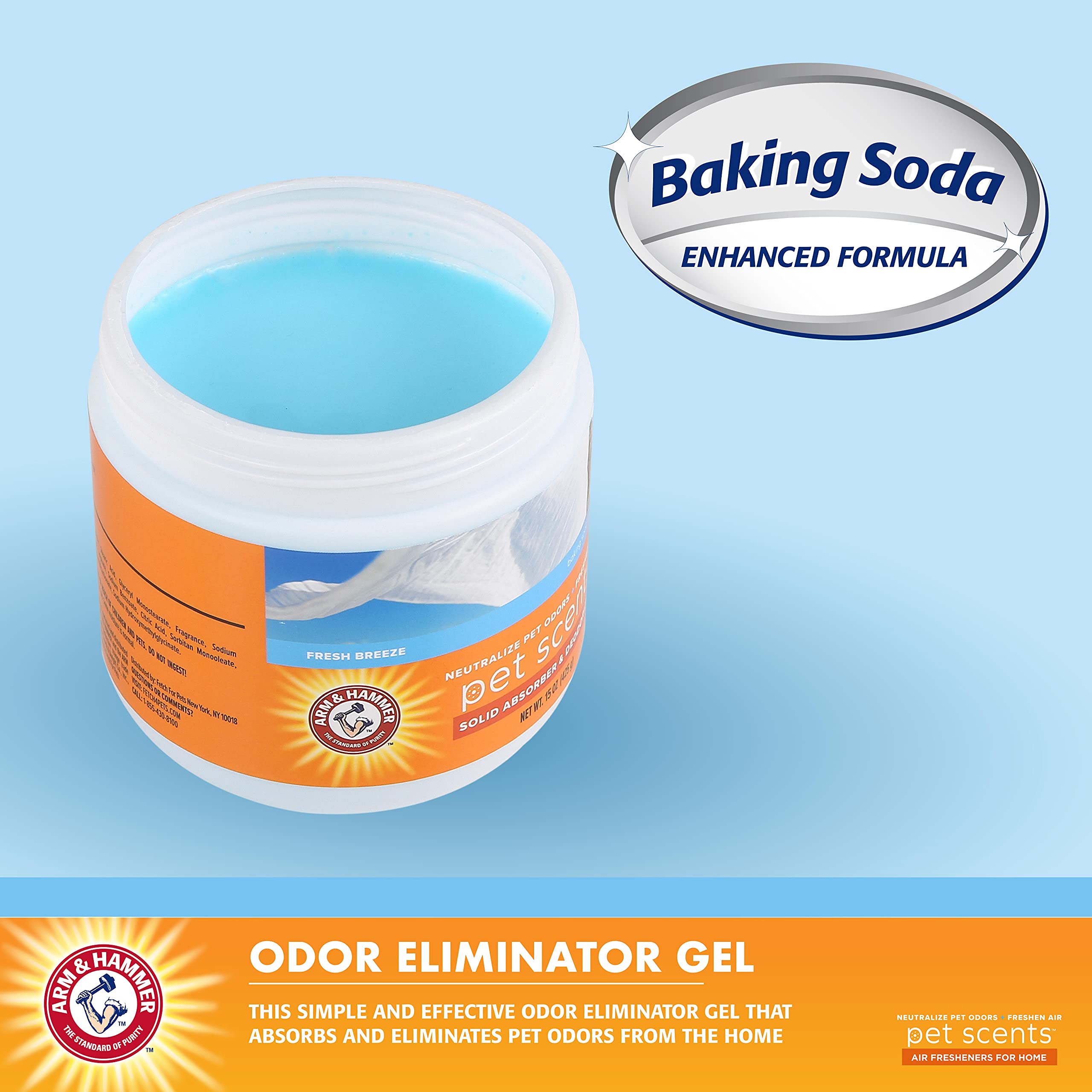 Arm & Hammer For Pets Pet Scents Solid Gel Deodorizer In Fresh Breeze Scent | Room Deodorizer Solution For Homes With Pets, Odor Removing Gel, 15 Ounces