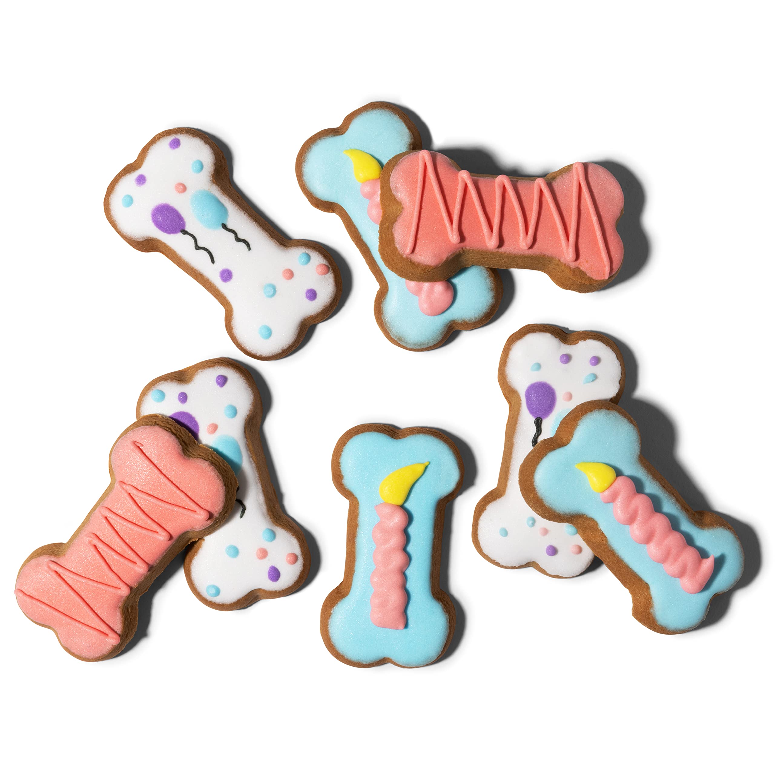 Thoughtfully Pets, Dog Birthday Cookie Gift Set, Hand Decorated Crunchy Treats in Bone Shapes, Great for Birthdays, Set of 8