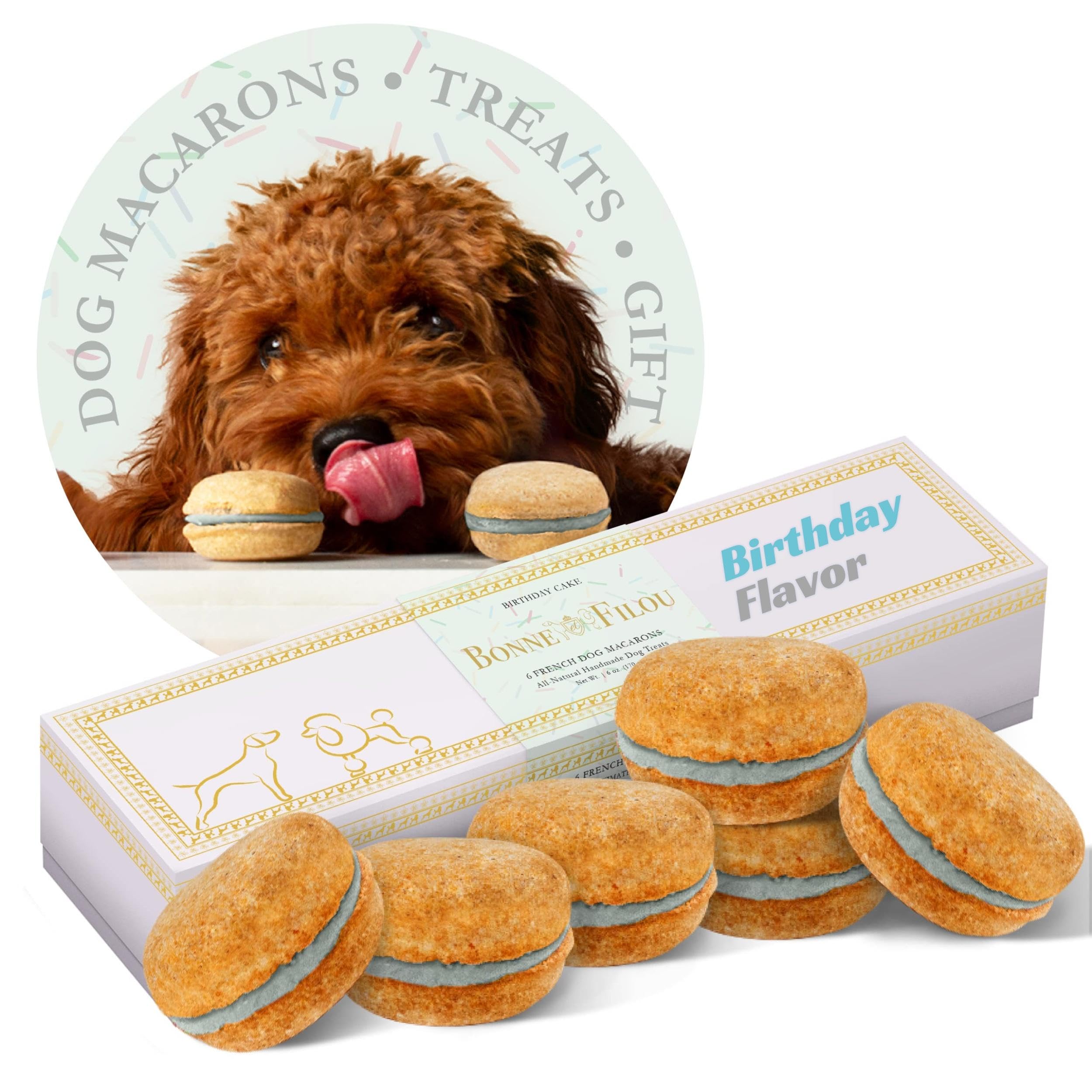 Dog Macarons - count of 6 (Dog Treats  Dog gifts)(D0102HIRLYU)