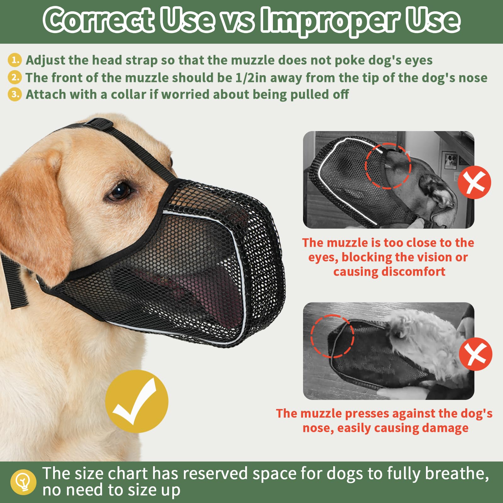 Mayerzon Dog Muzzle, Patented Mesh Muzzle With Panting Room For Large Medium Small Sized Dogs, Soft Mouth Guard To Prevent Bitin