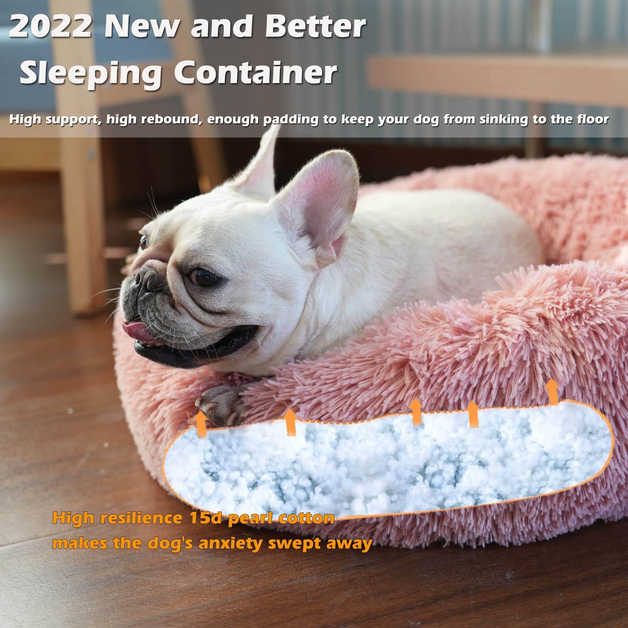 Puppy Beds For Small Dogs Washable 23 Inches Deep Sleep Calming Pink Cute Dog Bed For Girls Chihuahua Bed For Pet Dog Beds Fits