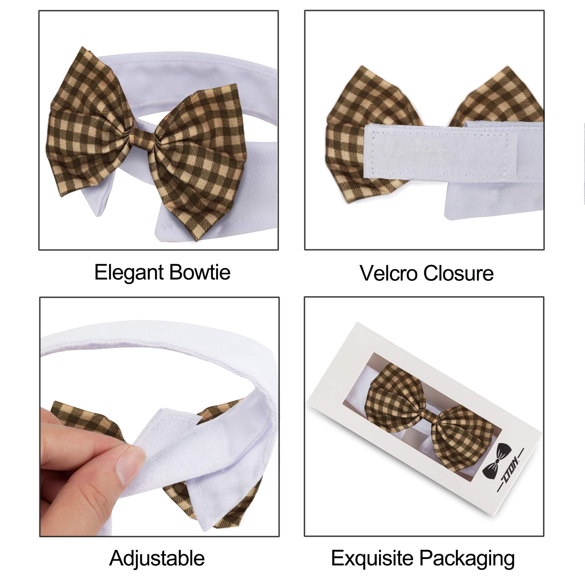 Zton For Little Puppy, Handcrafted Adjustable Formal Pet Bowtie Collar Neck Tie For Dogs & Cats (S, Coffee)