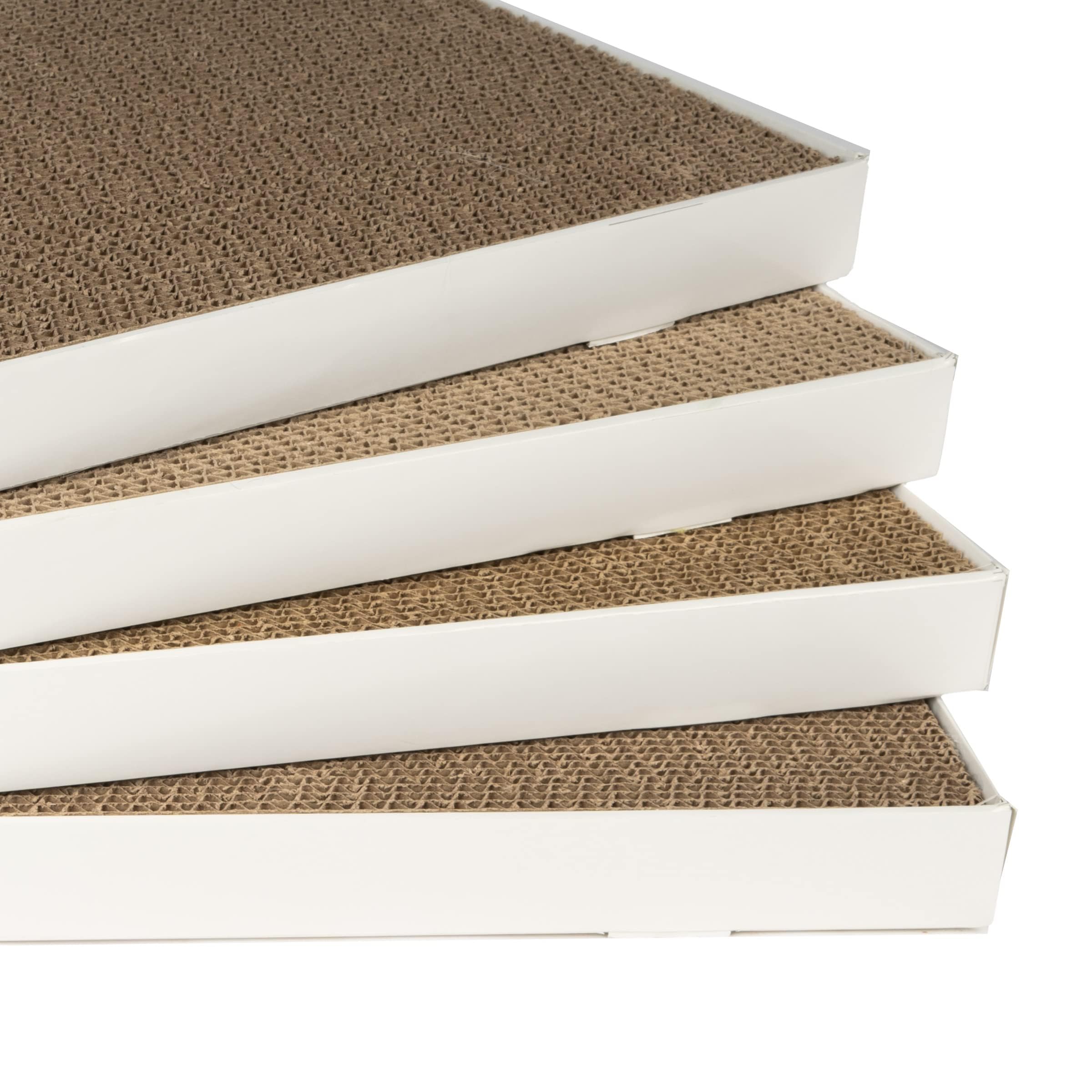 Amazon Basics Corrugated Cardboard Cat Scratchers, 4 Pack, White