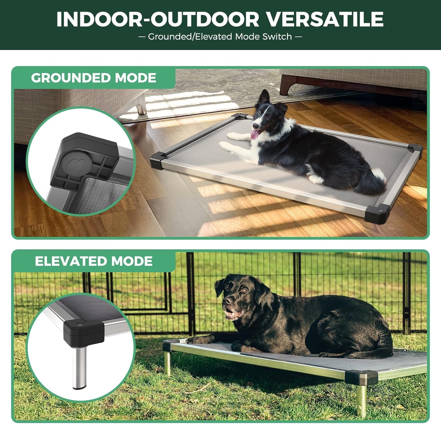 FXW TitanNest Chew-Proof Elevated Dog Bed, Raised Cot for Indoor/Outdoor/Camping Use, Durable & Washable Padded Pet Bed for Smal