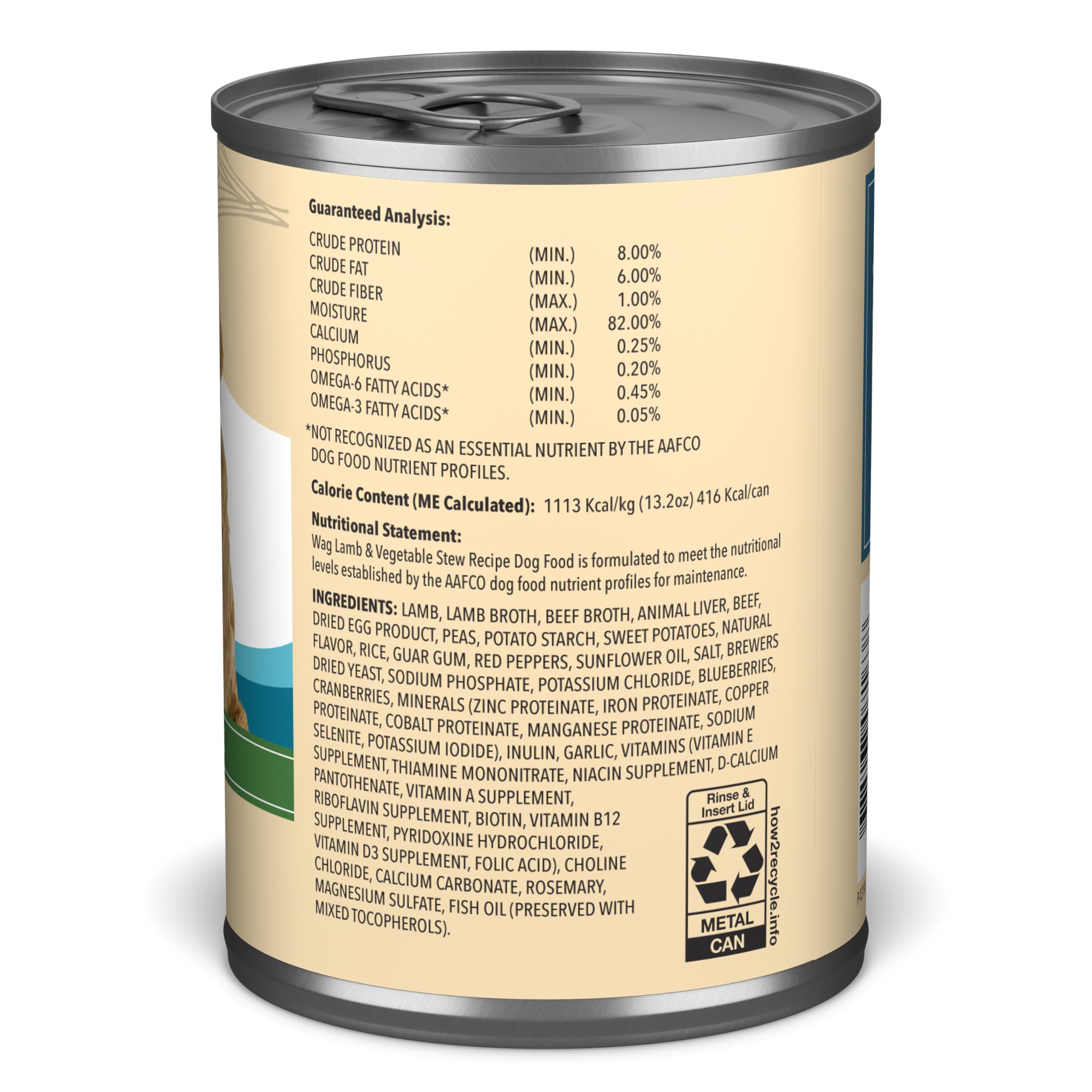 WAG Stew Canned Dog Food, Lamb & Vegetable Recipe, 13.2 oz Can (Pack of 12)